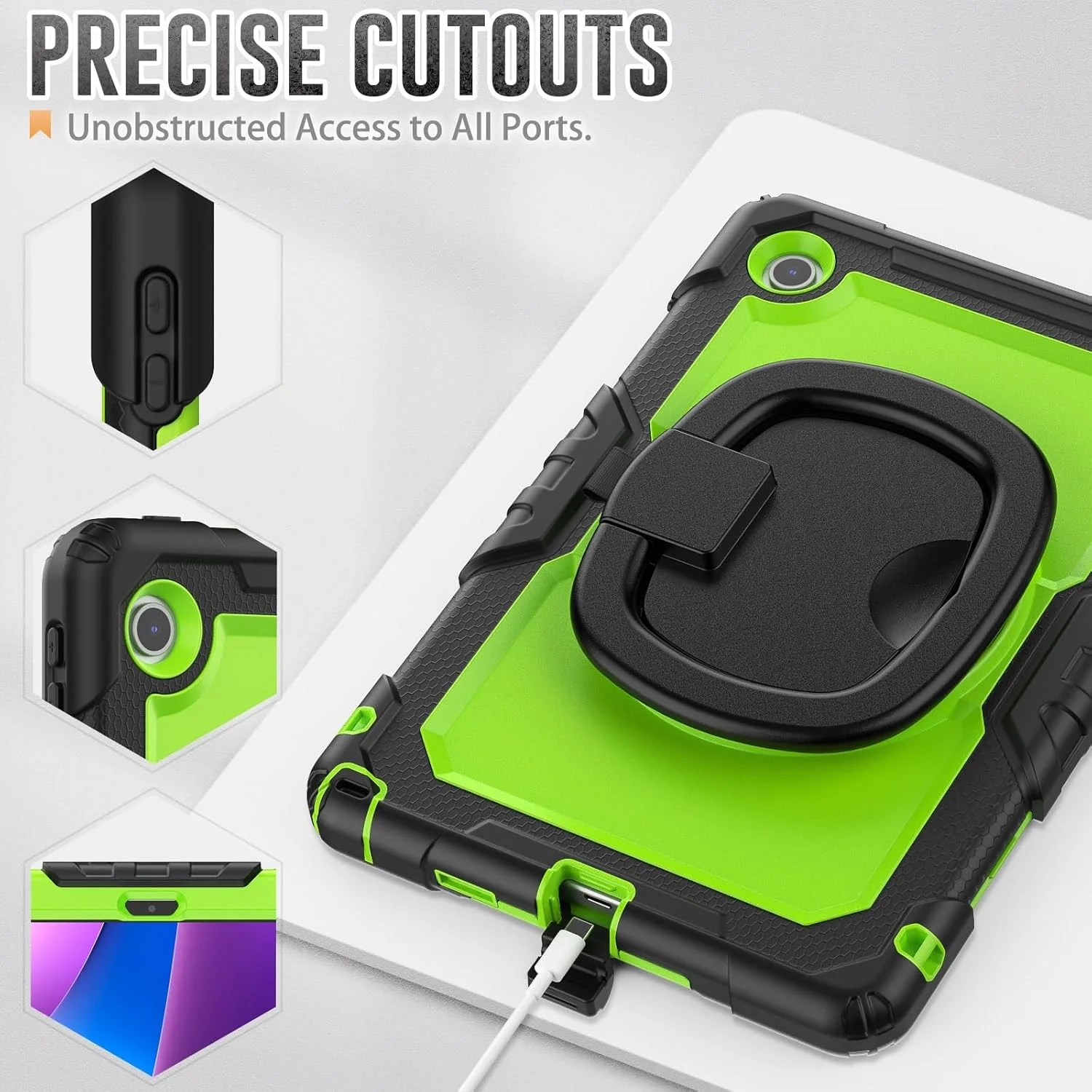 کیف سیلیکونی تبلت Trip با محافظ صفحه نمایش برای تبلت لنوو تب 10.1 (TB-311XU) / K10C TB311FU 2025، کاور محافظ تمام بدنه مقاوم با دسته چرخان، کاور محافظ برای تبلت PC