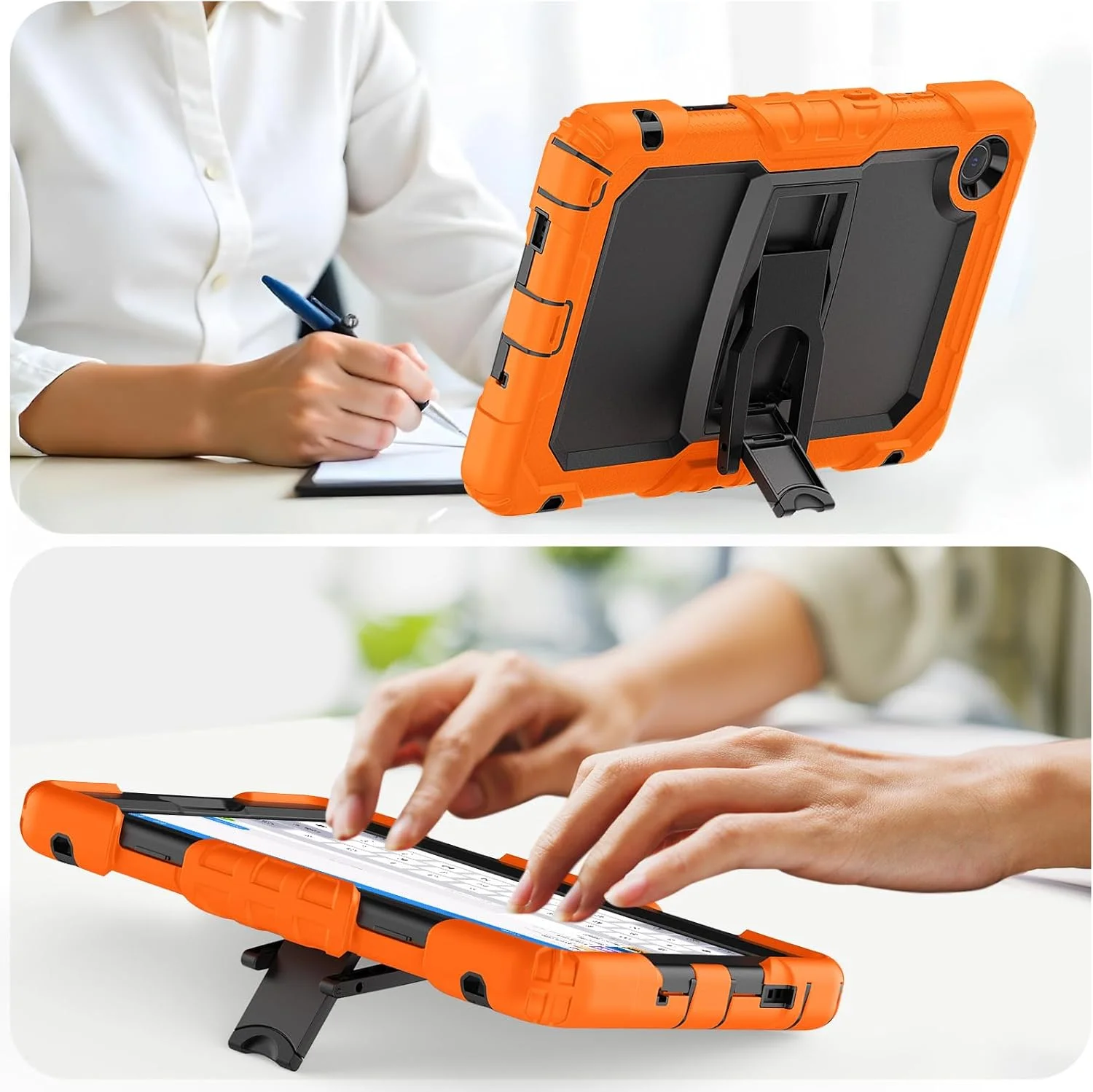 کاور تبلت Gruattreay مناسب برای تبلت لنوو تب وان 8.7 اینچ 2025 با پایه [محافظ صفحه نمایش داخلی] کاور محافظ سه لایه مقاوم در برابر ضربه با بند شانه (نارنجی)