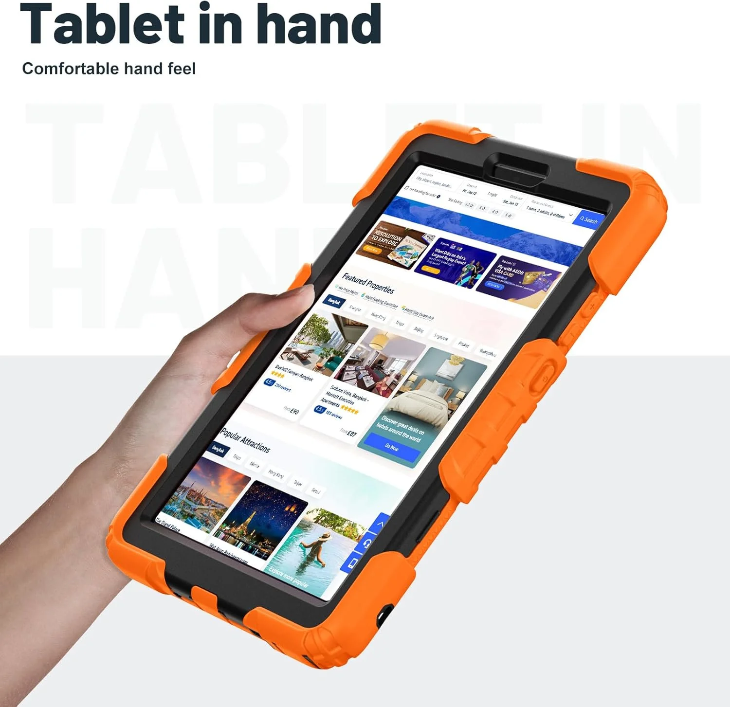 کاور تبلت Gruattreay مناسب برای تبلت لنوو تب وان 8.7 اینچ 2025 با پایه [محافظ صفحه نمایش داخلی] کاور محافظ سه لایه مقاوم در برابر ضربه با بند شانه (نارنجی)