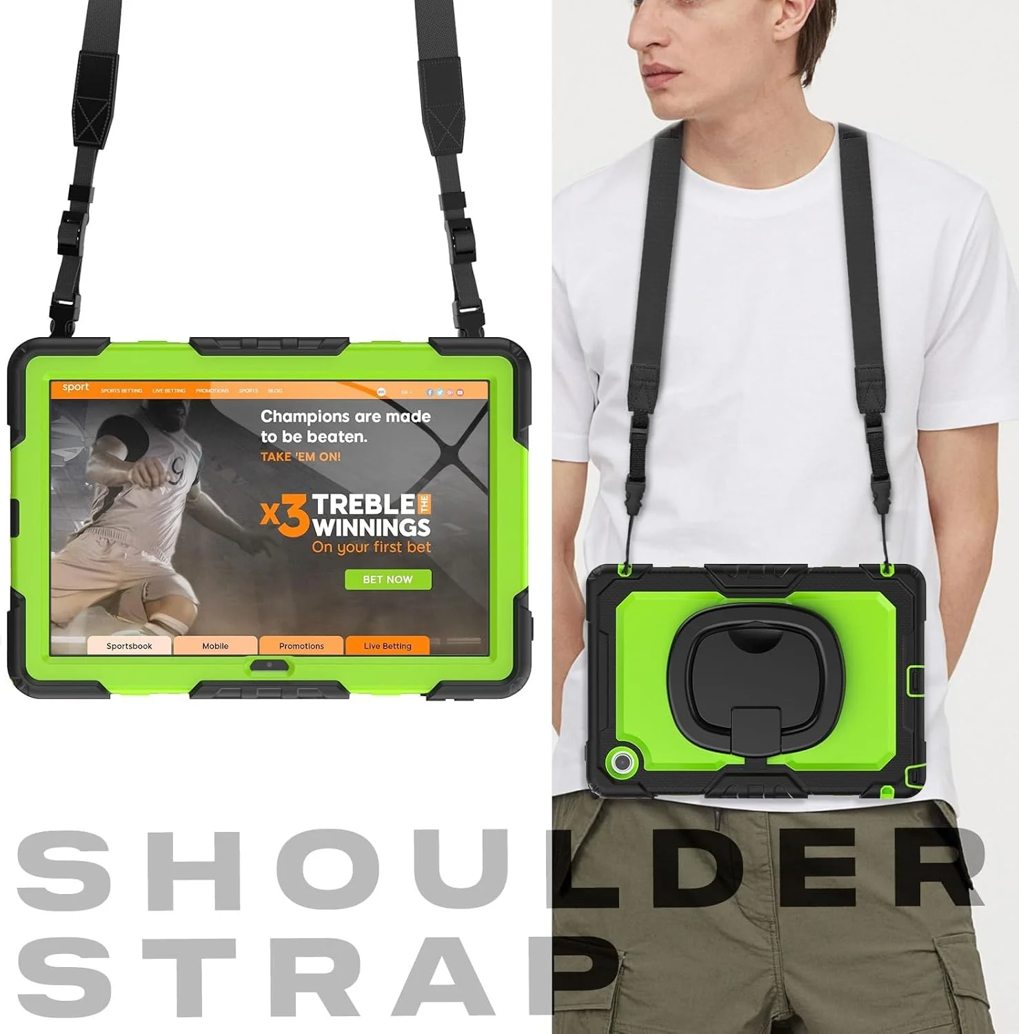 کیف سیلیکونی تبلت Trip با محافظ صفحه نمایش برای تبلت لنوو تب 10.1 (TB-311XU) / K10C TB311FU 2025، کاور محافظ تمام بدنه مقاوم با دسته چرخان، کاور محافظ برای تبلت PC