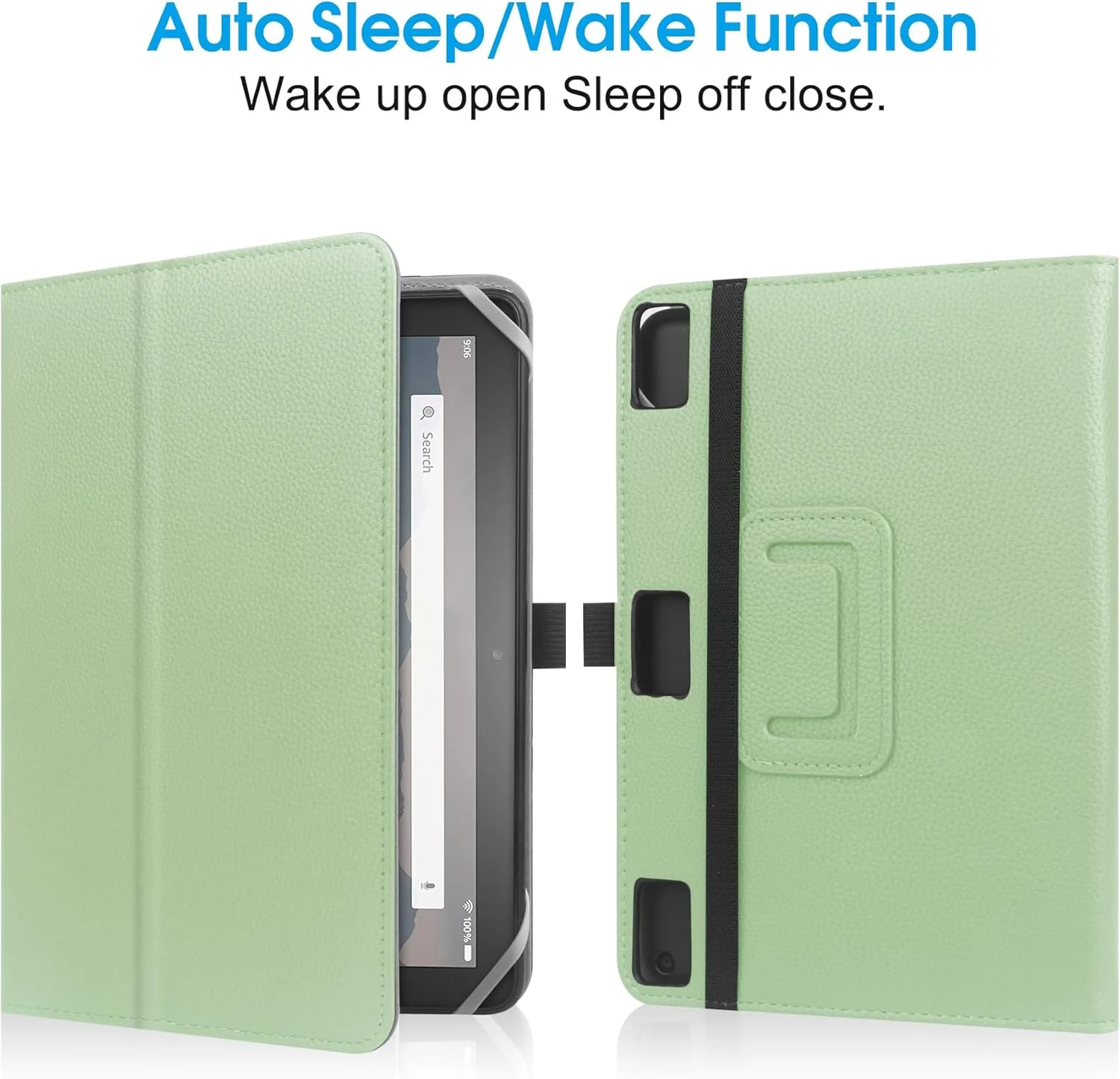 کیف محافظ یونیورسال HoYiXi برای تبلت های 7-8 اینچی Fire HD 8 / Fire HD 8 Plus با استند، پوشش تاشو و بند دستی - سبز