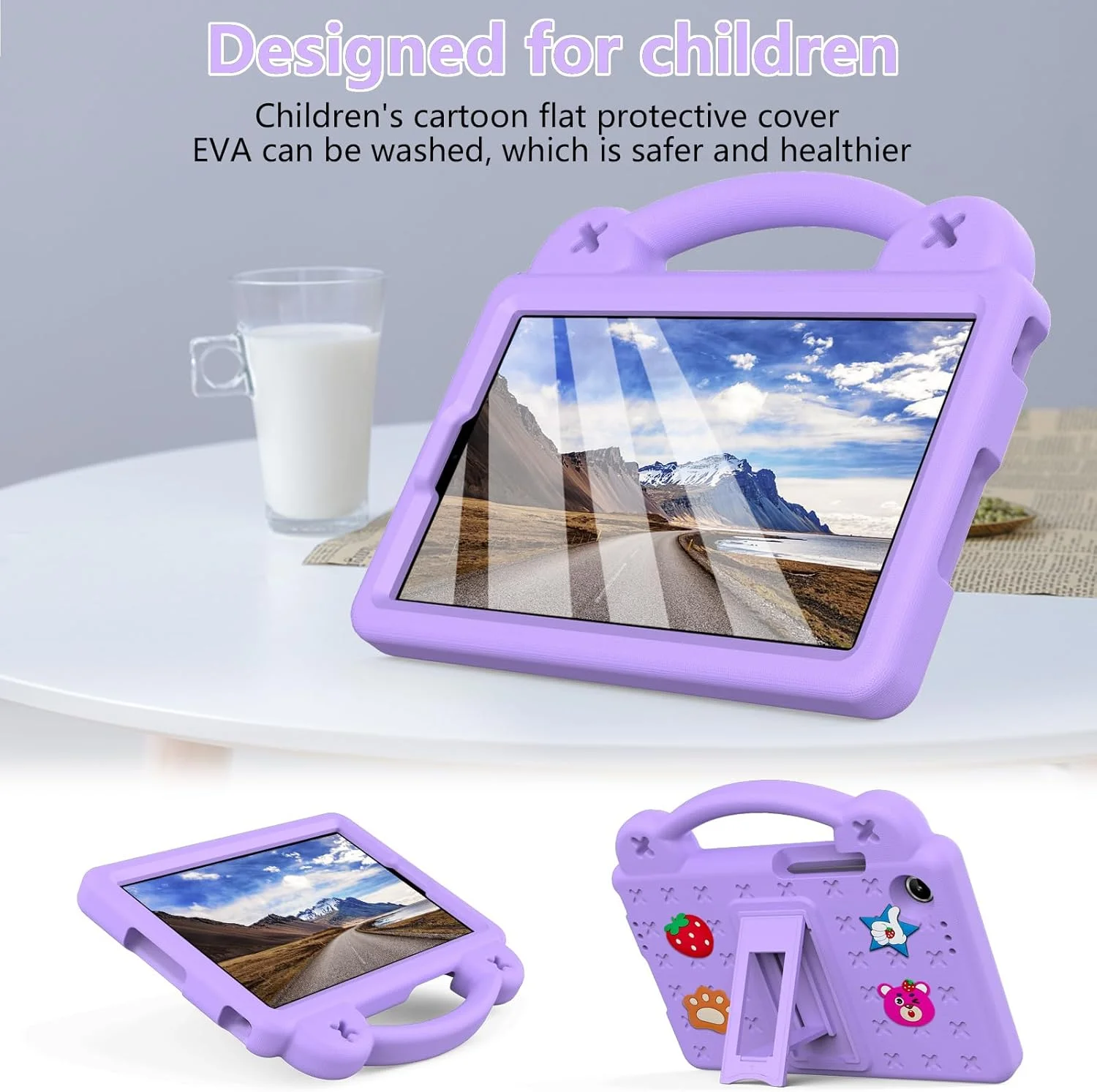 کاور تبلت گرواتری مناسب برای تبلت لنوو تب وان 8.7 اینچی (2025) [مناسب کودکان] طرح کارتونی بامزه نرم سبک وزن EVA با دسته قابل حمل ضد ضربه و محافظ استند (سبز نعنایی)