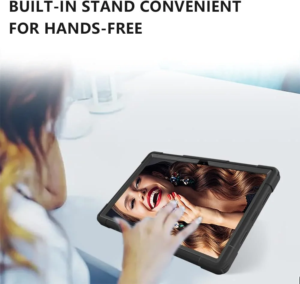 کیف تبلت FIEWESEY برای تبلت 10.4 اینچی TCL TABMAX، کیف محافظ هیبریدی مقاوم در برابر ضربه مناسب کودکان برای تبلت نوکیا T20/TCL Tab Pro 5G (مدل: 9198S)/VASTKING KingPad M10 (مشکی/مشکی)