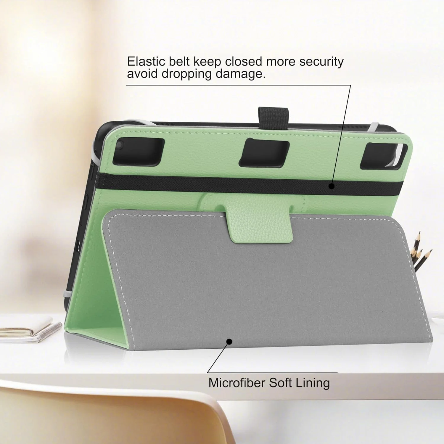 کیف محافظ یونیورسال HoYiXi برای تبلت های 7-8 اینچی Fire HD 8 / Fire HD 8 Plus با استند، پوشش تاشو و بند دستی - سبز
