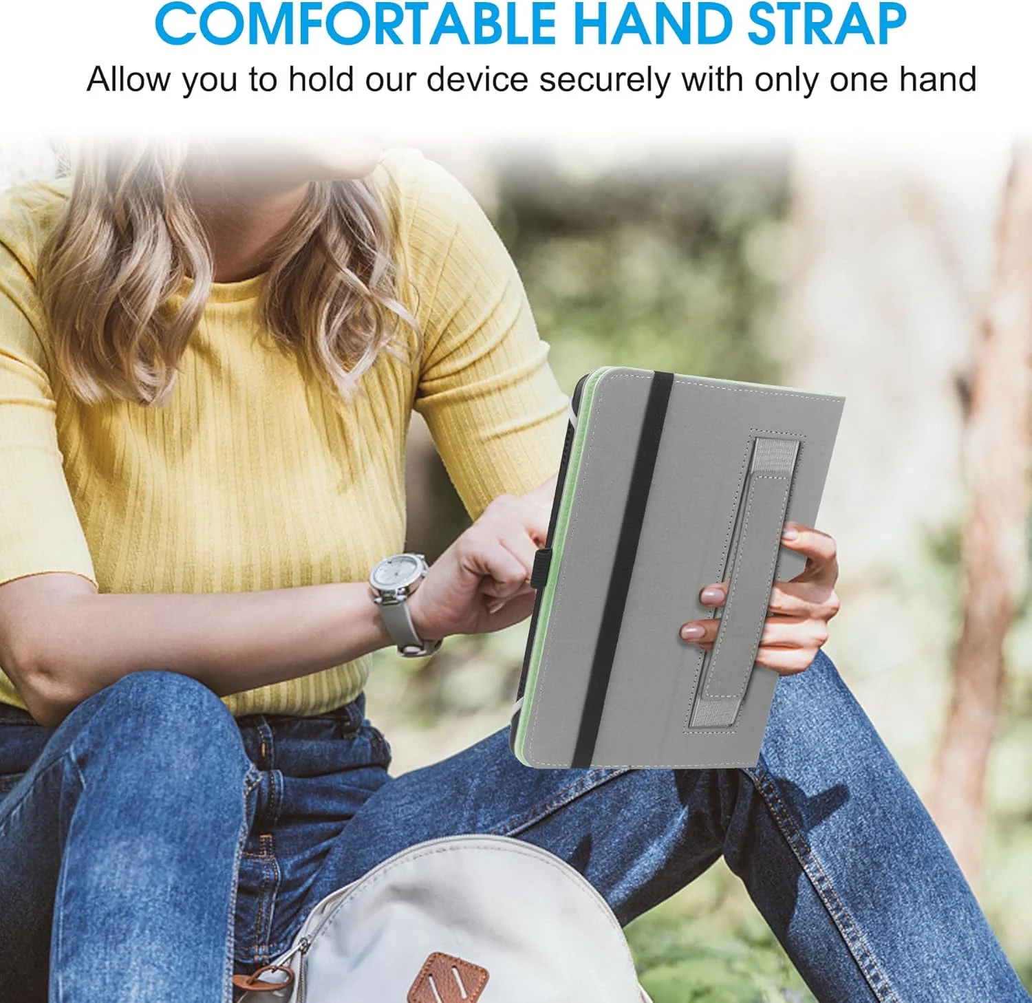 کیف محافظ یونیورسال HoYiXi برای تبلت های 7-8 اینچی Fire HD 8 / Fire HD 8 Plus با استند، پوشش تاشو و بند دستی - سبز