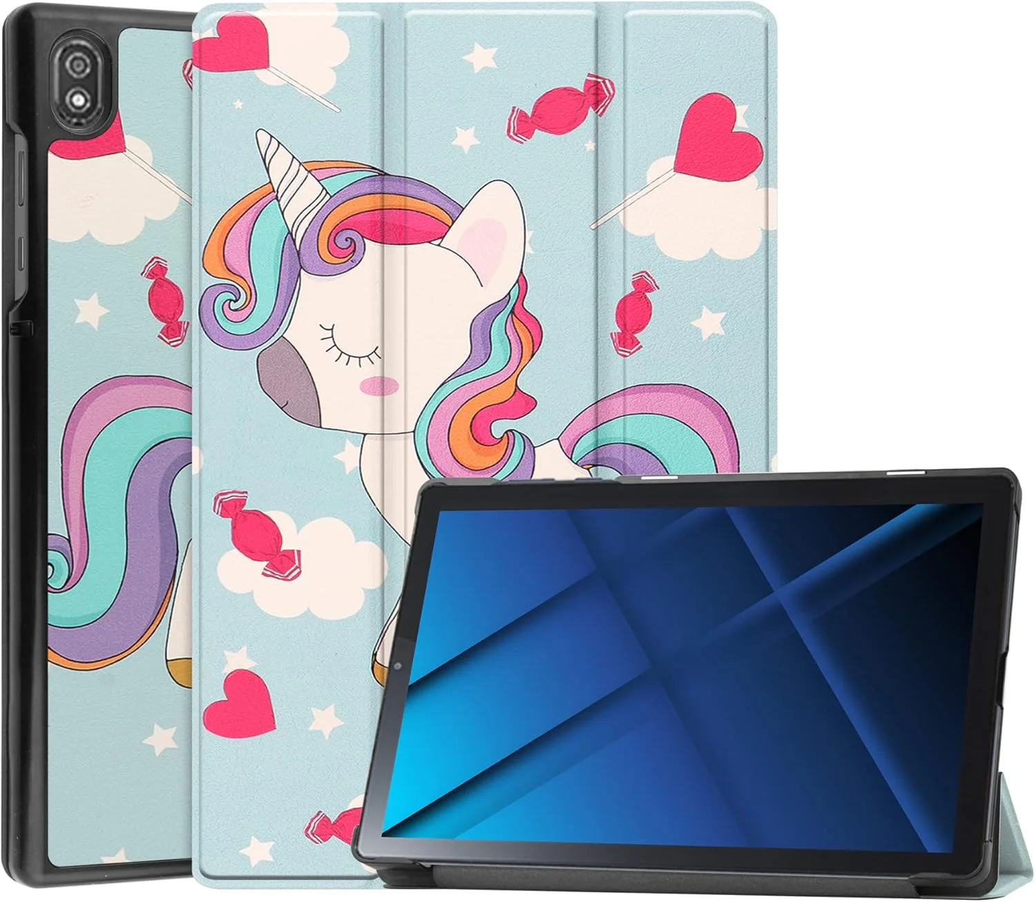 کیف تبلت RanTuo برای Lenovo Tab 6 2021، چرم PU، سبک و نازک، ضد آب، ضد گرد و غبار، قاب محافظ ضد افتادن برای Lenovo Tab 6 2021. (تک شاخ)