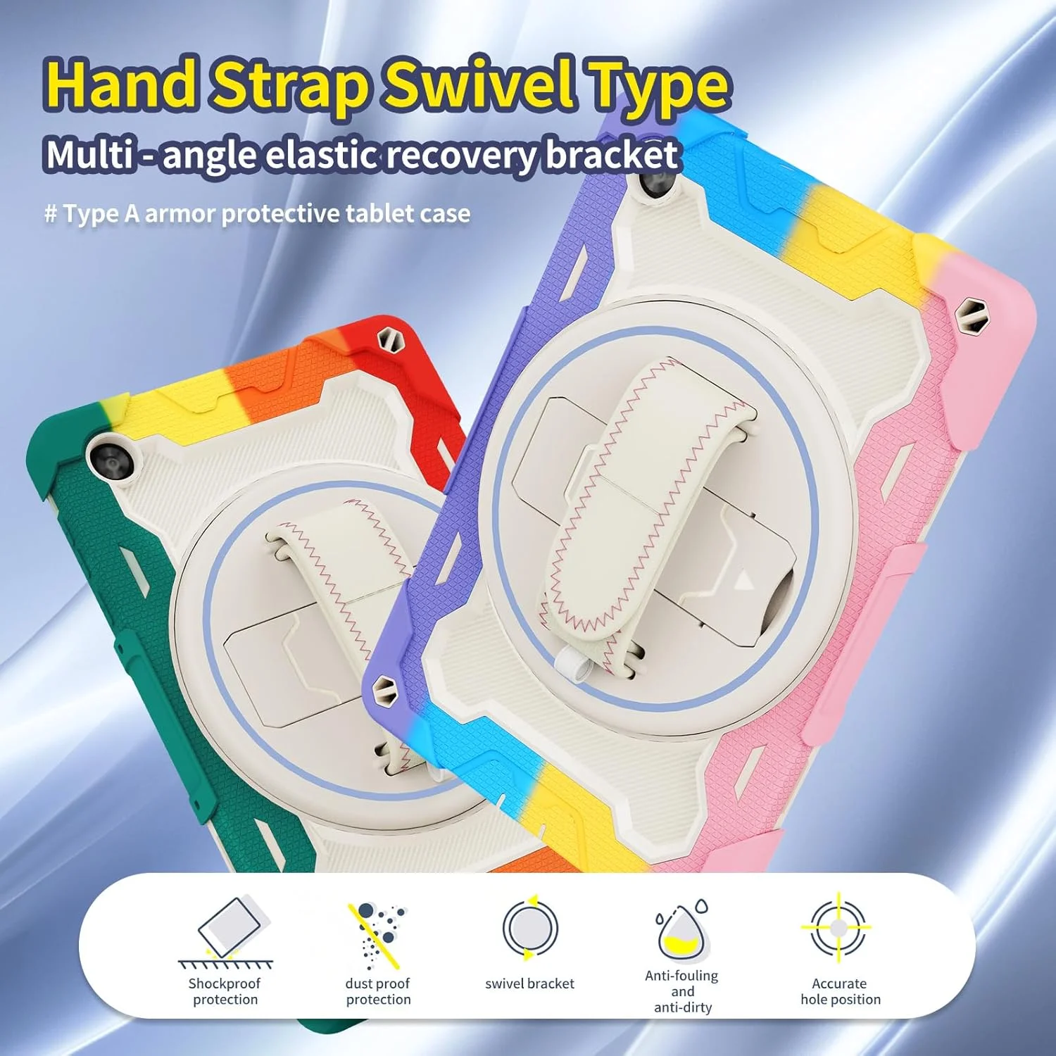 کیف تبلت nincyee برای Lenovo Tab M10 Hd نسل دوم X306، کیف سیلیکونی رنگین کمانی مقاوم در برابر ضربه برای کودکان با نگهدارنده مداد، بند شانه، پایه تاشو چرخشی، بند دستی کیف تبلت nincyee برای Lenovo Tab M10 Hd نسل دوم X306، کیف سیلیکونی رنگین کمانی مقاوم در برابر ضربه برای کودکان با نگهدارنده مداد، بند شانه، پایه تاشو چرخشی، بند دستی