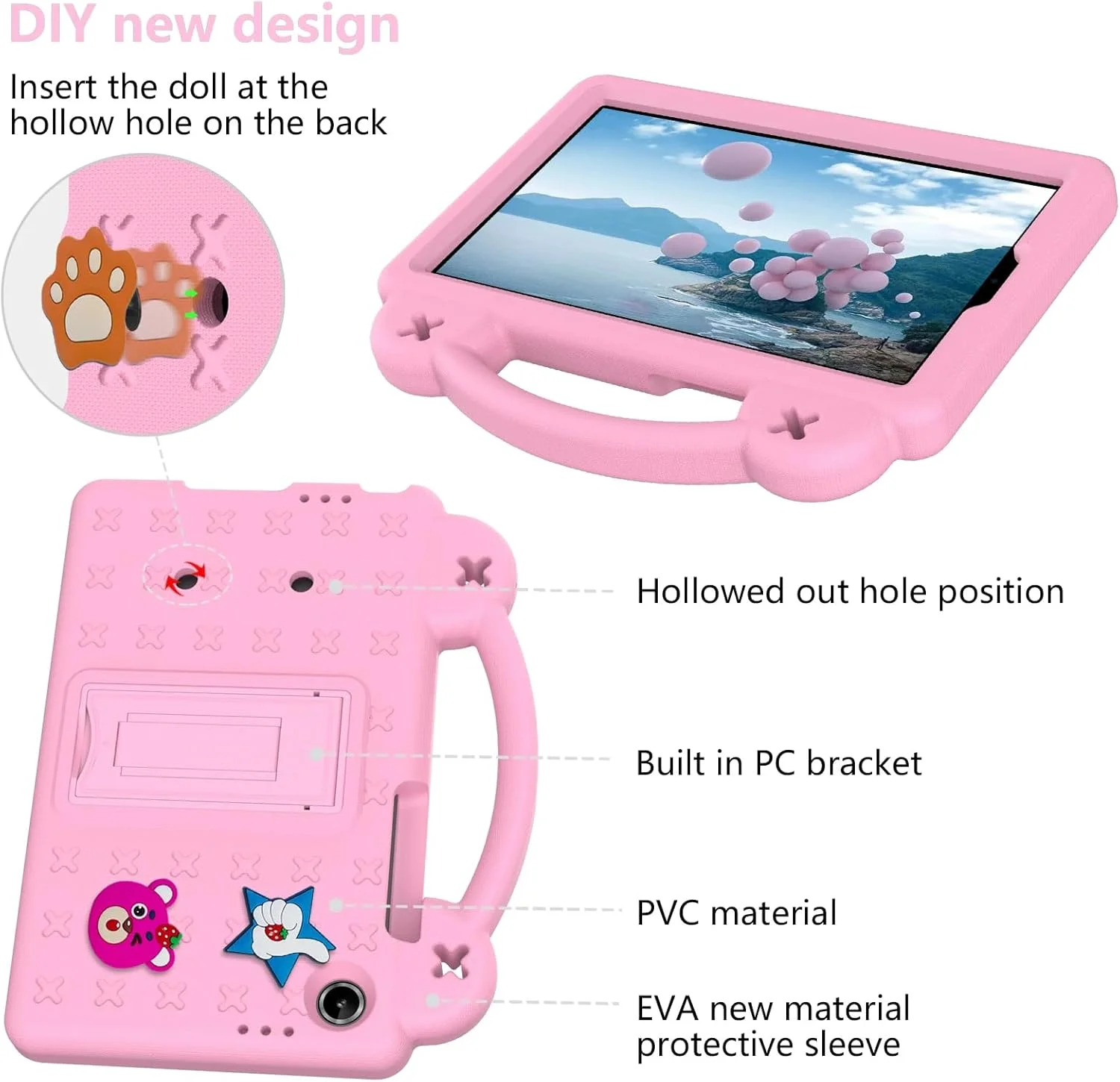 کاور گرواتری مناسب برای تبلت لنوو تب وان 8.7 اینچ (2025) [مناسب کودکان] طرح کارتونی بامزه نرم سبک وزن EVA با دسته قابل حمل ضد ضربه و محافظ پایه (سبز نعنایی)