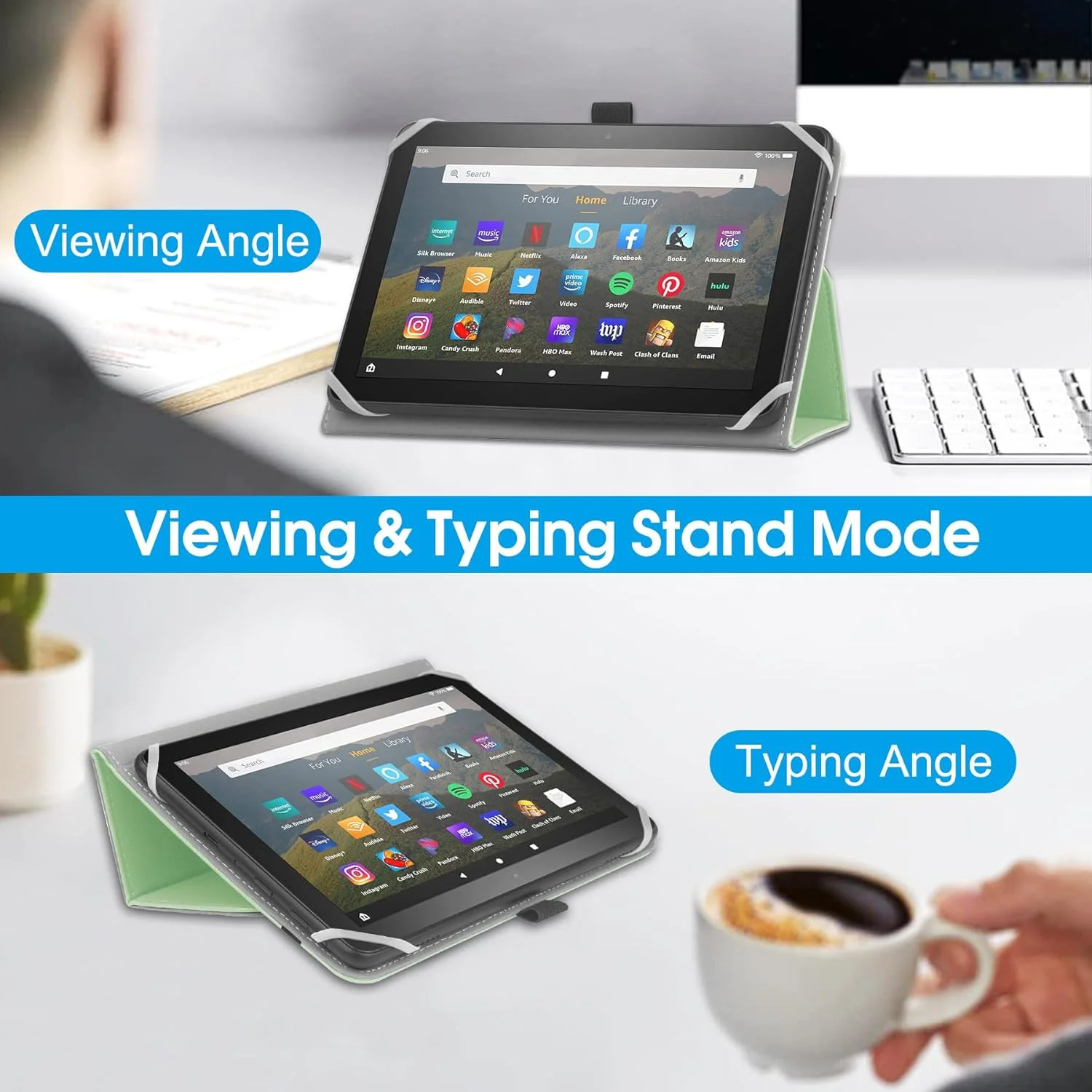 کیف یونیورسال HoYiXi برای تبلت های 7-8 اینچی Fire HD 8 / Fire HD 8 Plus با پایه تاشو و بند دستی، کیف محافظ برای تبلت های 7-8 اینچی سامسونگ لنوو اندروید - سبز کیف یونیورسال HoYiXi برای تبلت های 7-8 اینچی Fire HD 8 / Fire HD 8 Plus با پایه تاشو و بند دستی، کیف محافظ برای تبلت های 7-8 اینچی سامسونگ لنوو اندروید - سبز