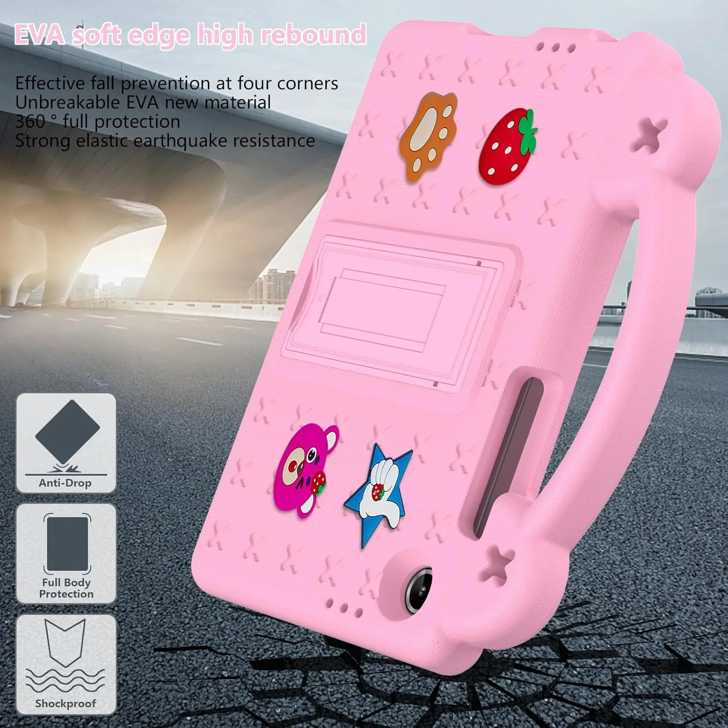 کاور گرواتری مناسب برای تبلت لنوو تب وان 8.7 اینچ (2025) [مناسب کودکان] طرح کارتونی بامزه نرم سبک وزن EVA با دسته قابل حمل ضد ضربه و محافظ پایه (سبز نعنایی)