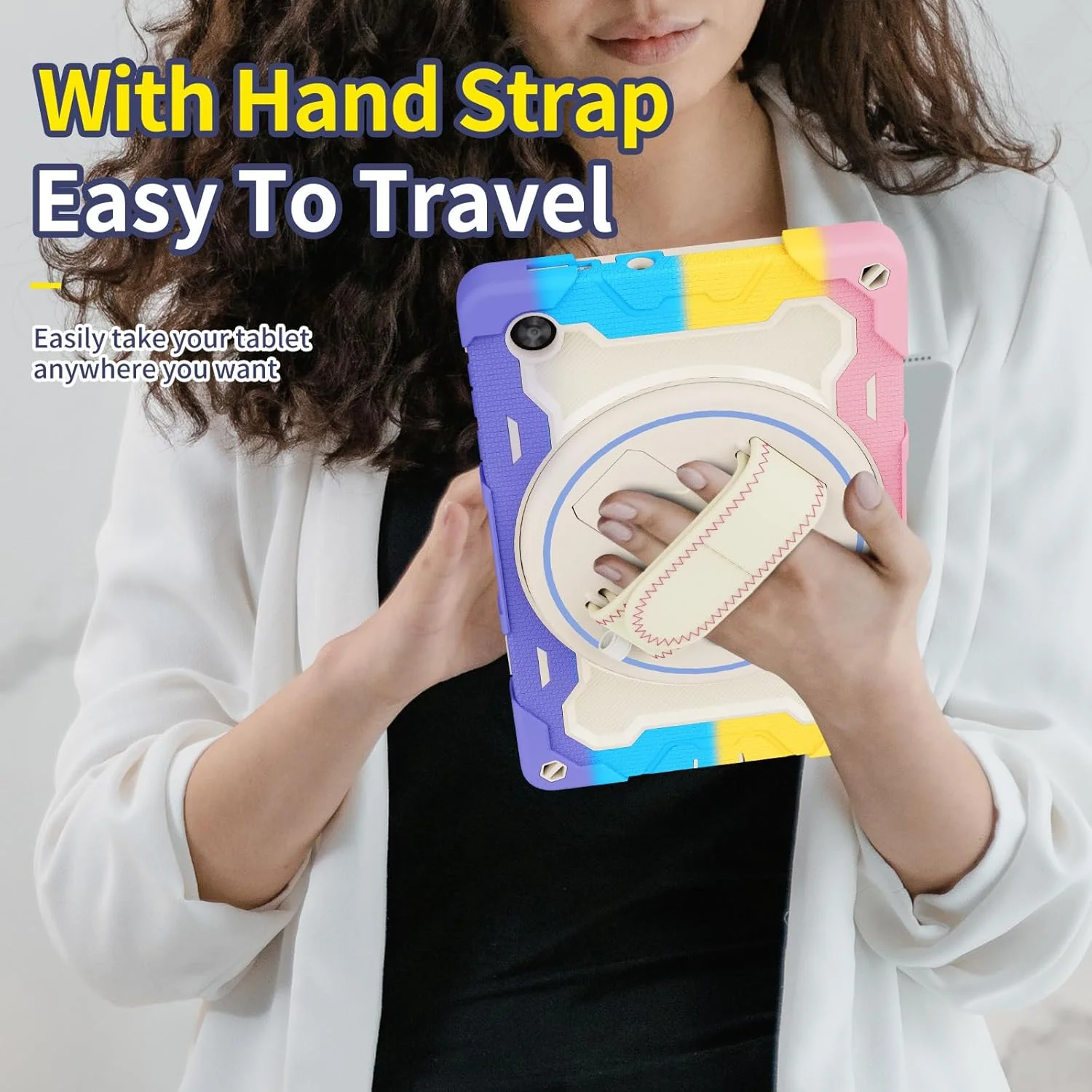 کیف تبلت nincyee برای Lenovo Tab M10 Hd نسل دوم X306، کیف سیلیکونی رنگین کمانی مقاوم در برابر ضربه برای کودکان با نگهدارنده مداد، بند شانه، پایه تاشو چرخشی، بند دستی کیف تبلت nincyee برای Lenovo Tab M10 Hd نسل دوم X306، کیف سیلیکونی رنگین کمانی مقاوم در برابر ضربه برای کودکان با نگهدارنده مداد، بند شانه، پایه تاشو چرخشی، بند دستی