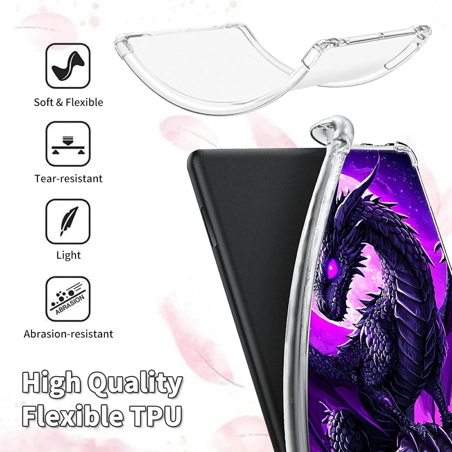 کاور شفاف هیکیرگ برای تبلت لنوو تب M11/تب K11 LTE 11 اینچی 2024، محافظ سیلیکونی TPU شفاف ضد ضربه برای تبلت لنوو M11 (TB330FU/TB330XU)، اژدهای ماه بنفش