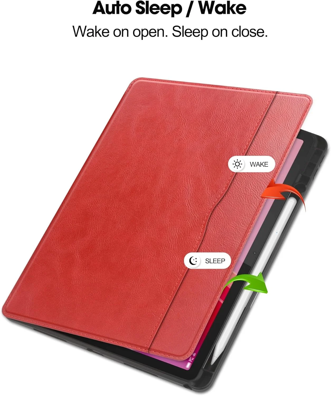 کیف چرمی تاشو تبلت مسافرتی ممتاز سازگار با تبلت لنوو Xiaoxin Pad 2024 (TB331FC) 11 اینچی با عملکرد خواب/بیدار شدن، جلد محافظ کتابی - مدل Case e