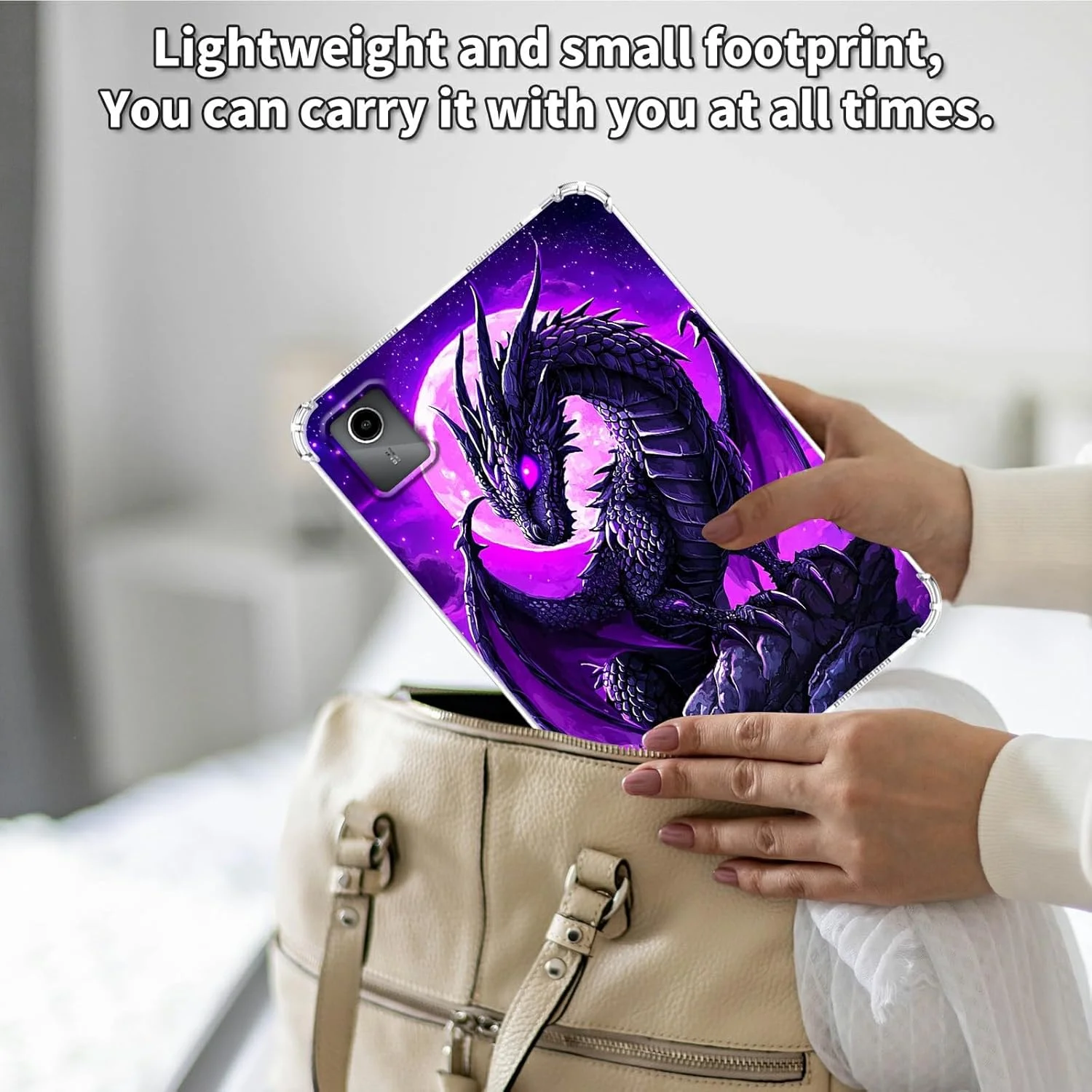 کاور شفاف هیکیرگ برای تبلت لنوو تب M11/تب K11 LTE 11 اینچی 2024، محافظ سیلیکونی TPU شفاف ضد ضربه برای تبلت لنوو M11 (TB330FU/TB330XU)، اژدهای ماه بنفش