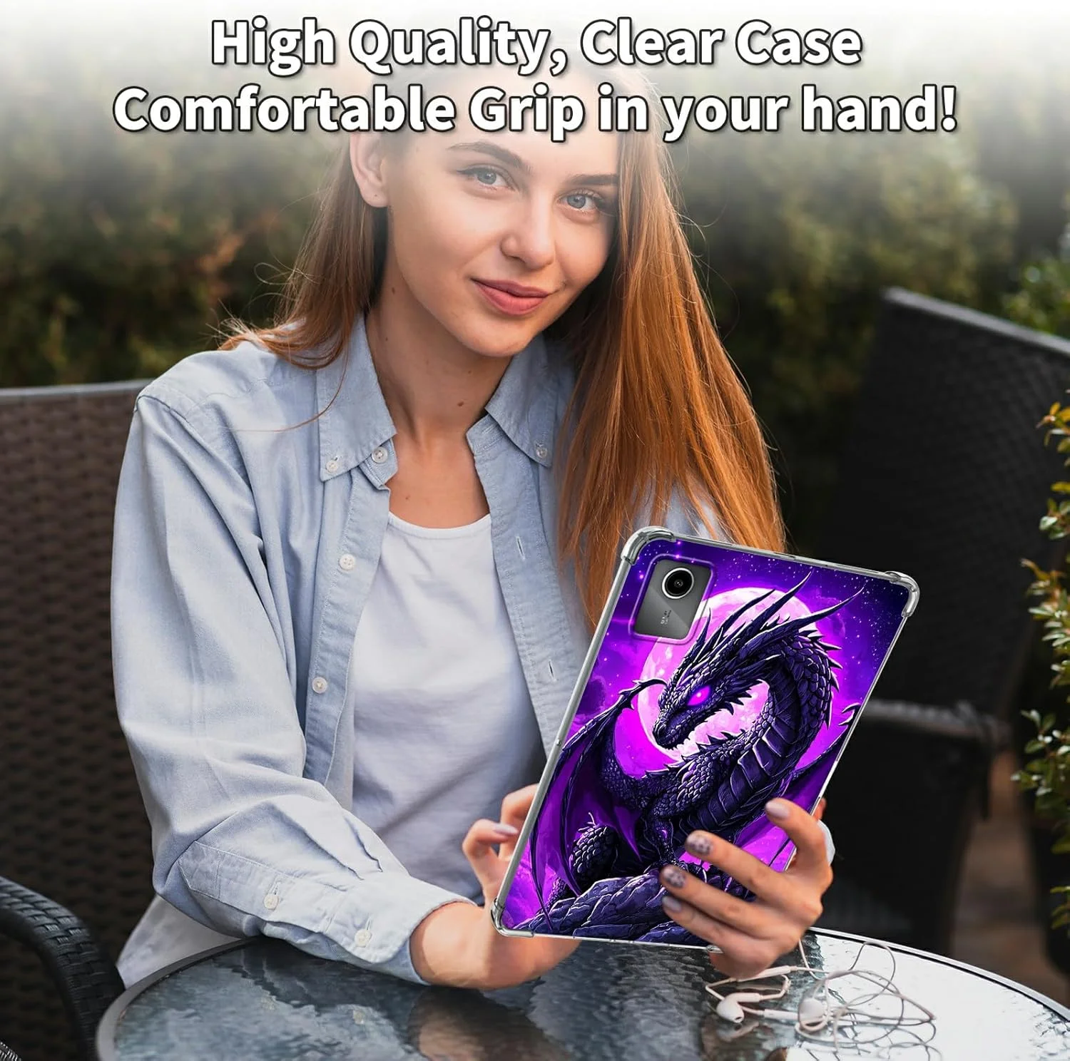 کاور شفاف هیکیرگ برای تبلت لنوو تب M11/تب K11 LTE 11 اینچی 2024، محافظ سیلیکونی TPU شفاف ضد ضربه برای تبلت لنوو M11 (TB330FU/TB330XU)، اژدهای ماه بنفش