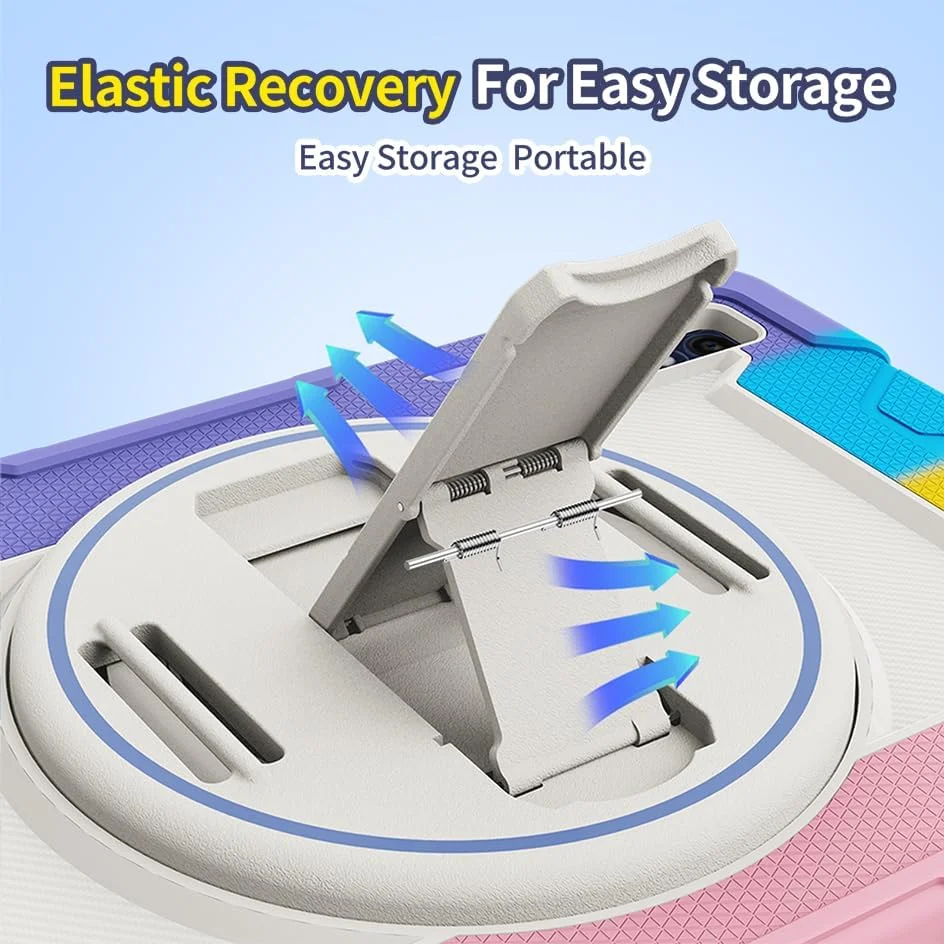 کیف تبلت nincyee برای Lenovo Tab M10 5G 10.61 اینچ 2023، کیف سیلیکونی رنگین کمانی مقاوم در برابر ضربه برای کودکان با نگهدارنده مداد، بند شانه، پایه تاشو چرخان، بند دستی