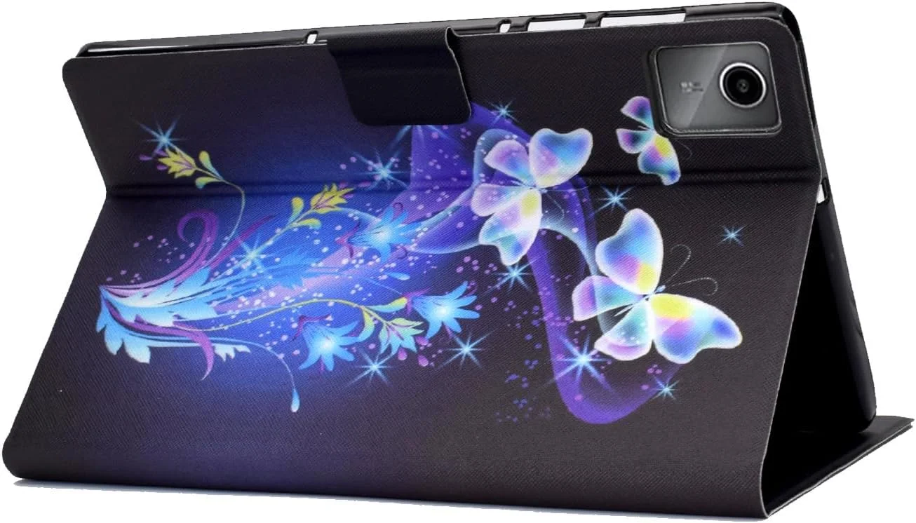 کاور کتابی ONETHEFUL برای تبلت لنوو تب M11 (11 اینچ) مدل TB330FU 2024، کاور محافظ چرمی PU با استند - طرح گل و پروانه