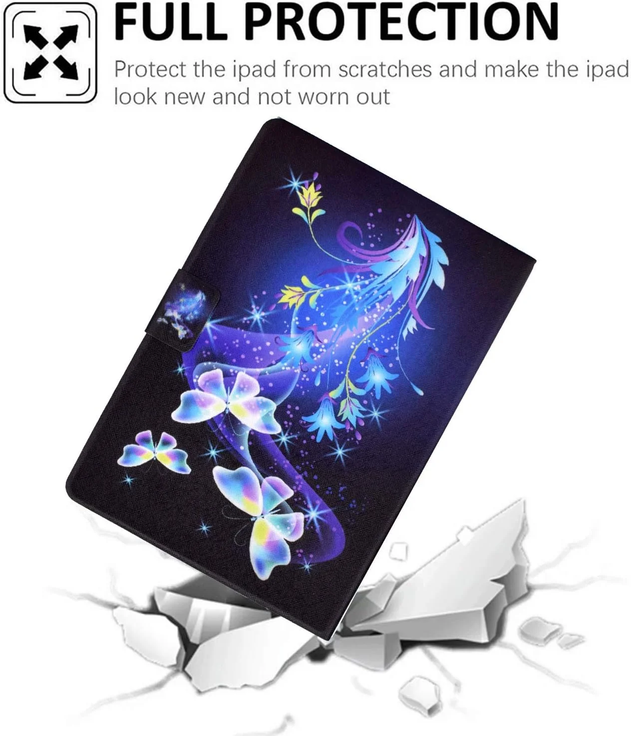 کاور کتابی ONETHEFUL برای تبلت لنوو تب M11 (11 اینچ) مدل TB330FU 2024، کاور محافظ چرمی PU با استند - طرح گل و پروانه