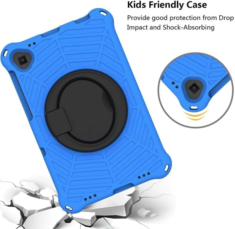 Nikaque For Lenovo Tab M10 Plus (2nd Gen) FHD Kids Case 10.3-Inch, Spider Web Pattern EVA Foam, with Ring Handle Stand & Shoulder Strap Tablet Case For Lenovo M10 Plus TB-X606F/TB-X606X, Blue