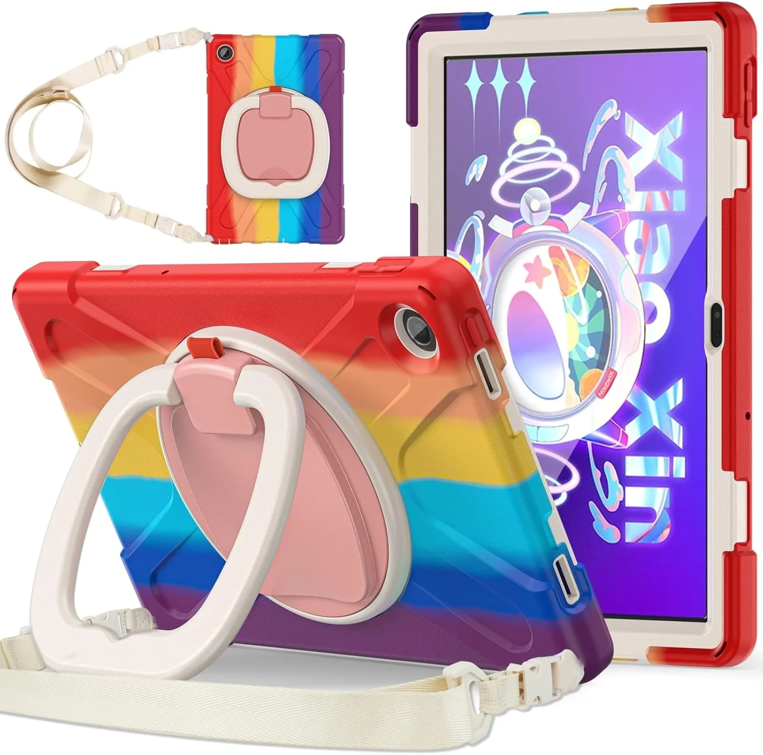 کیف محافظ تبلت سیلیکونی + PC کیهانگ شیهویی مناسب برای لنوو تب M10 پلاس 10.6 نسل 3 سال 2022 (رنگ: قرمز رنگارنگ)