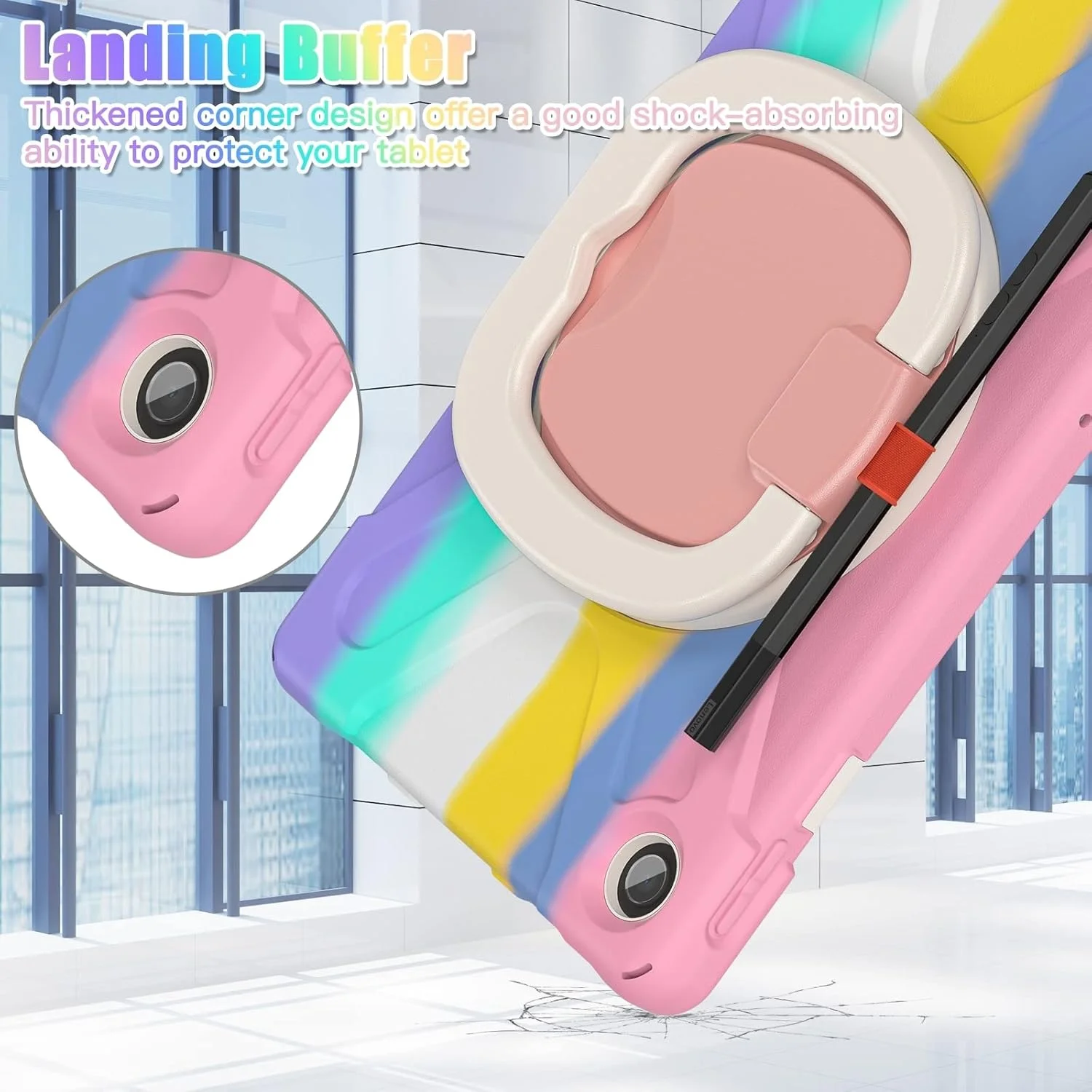 کیف محافظ تبلت سیلیکونی + PC کیهنگ شیهویی مناسب برای لنوو تب M10 پلاس 10.6 نسل سوم 2022 (رنگ: صورتی رنگارنگ)