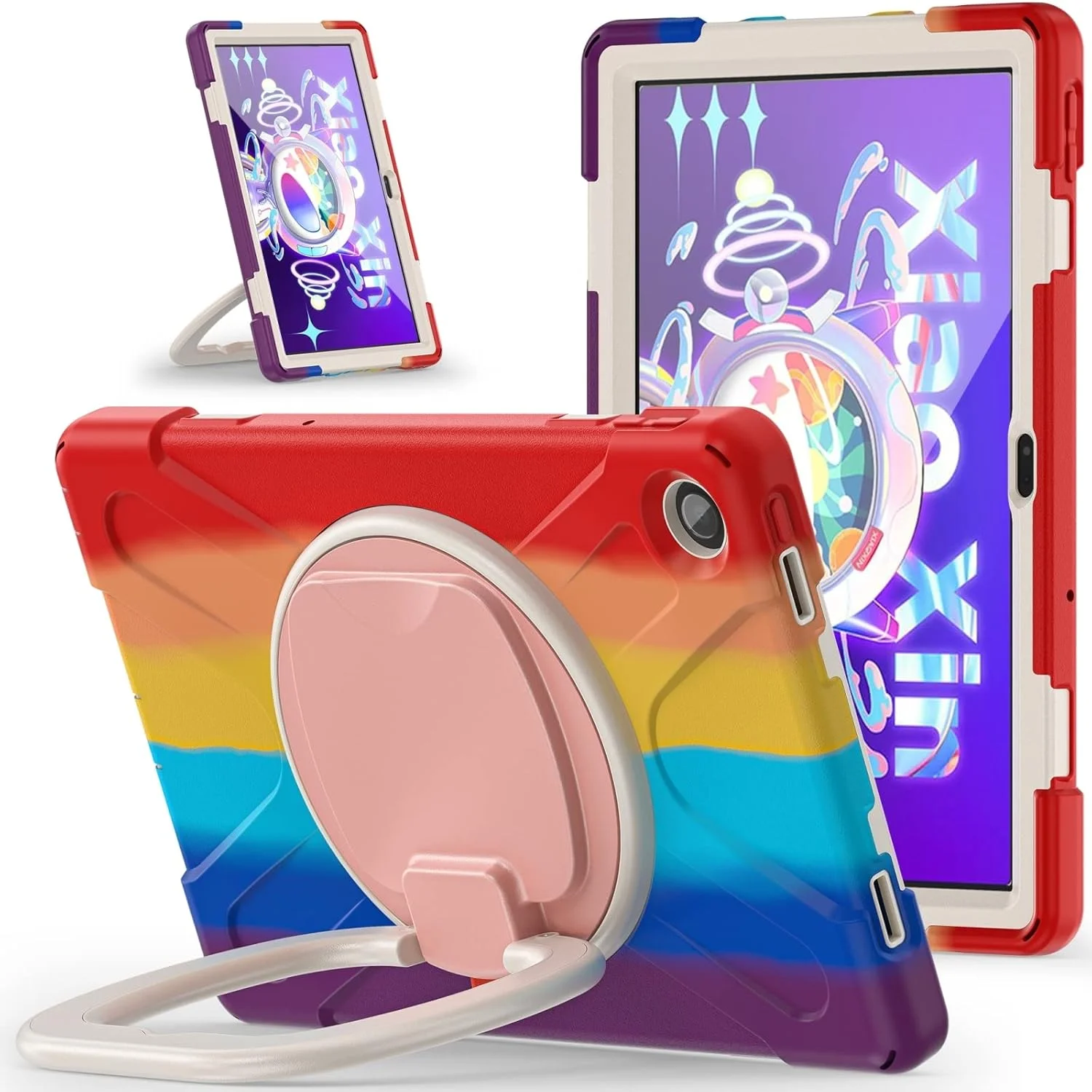 کیف محافظ تبلت سیلیکونی + PC کیهانگ شیهویی مناسب برای لنوو تب M10 پلاس 10.6 نسل 3 سال 2022 (رنگ: قرمز رنگارنگ)