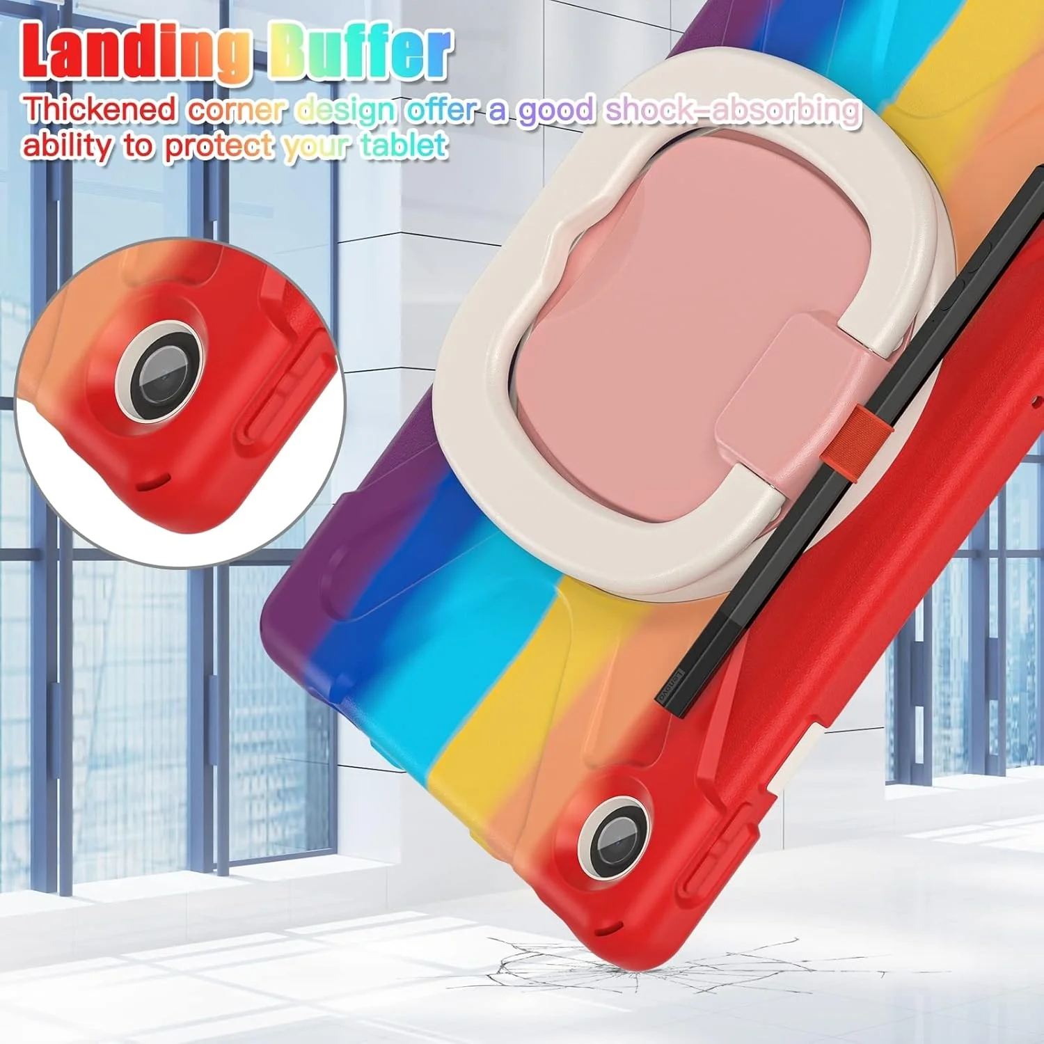 کیف محافظ تبلت سیلیکونی + PC کیهانگ شیهویی مناسب برای لنوو تب M10 پلاس 10.6 نسل 3 سال 2022 (رنگ: قرمز رنگارنگ)