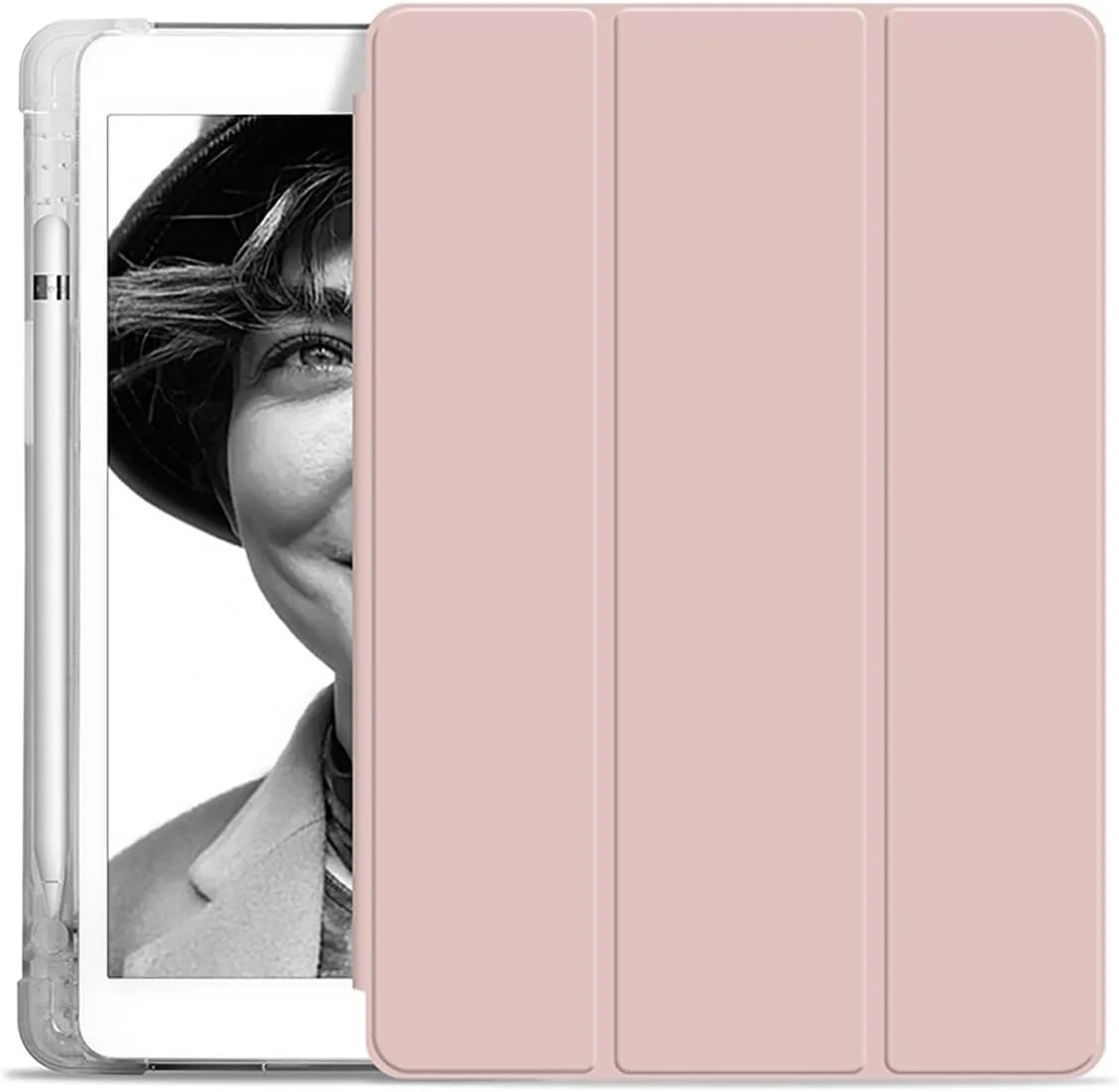 کاور تبلت جدید سازگار با لنوو تب M10 پلاس 10.6 نسل 3 مدل 125FU/128FU، کاور باریک TPU با نگهدارنده مداد، کاور هوشمند سه تایی با پوسته پشتی شفاف، بیدار/خواب خودکار (صورتی)