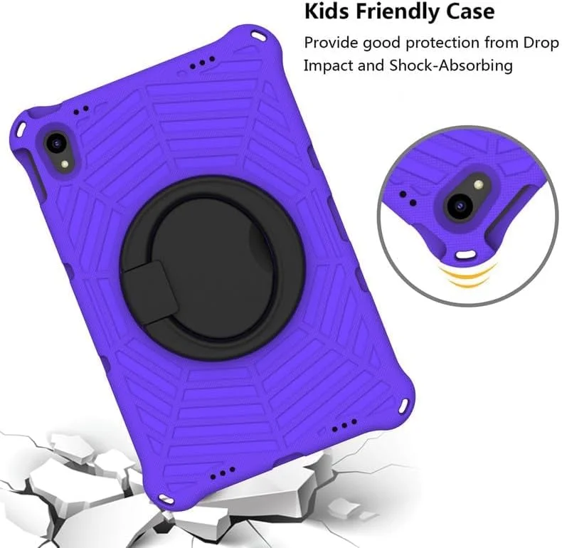 کیف تبلت کودکانه نیکاکیو مناسب برای لنوو تب M10 پلاس نسل 3 با صفحه نمایش 10.6 اینچی، فوم EVA با طرح تار عنکبوت، به همراه استند حلقه ای و بند شانه ای، مناسب برای لنوو تب M10 پلاس نسل 3 مدل TB-125F/128F، بنفش