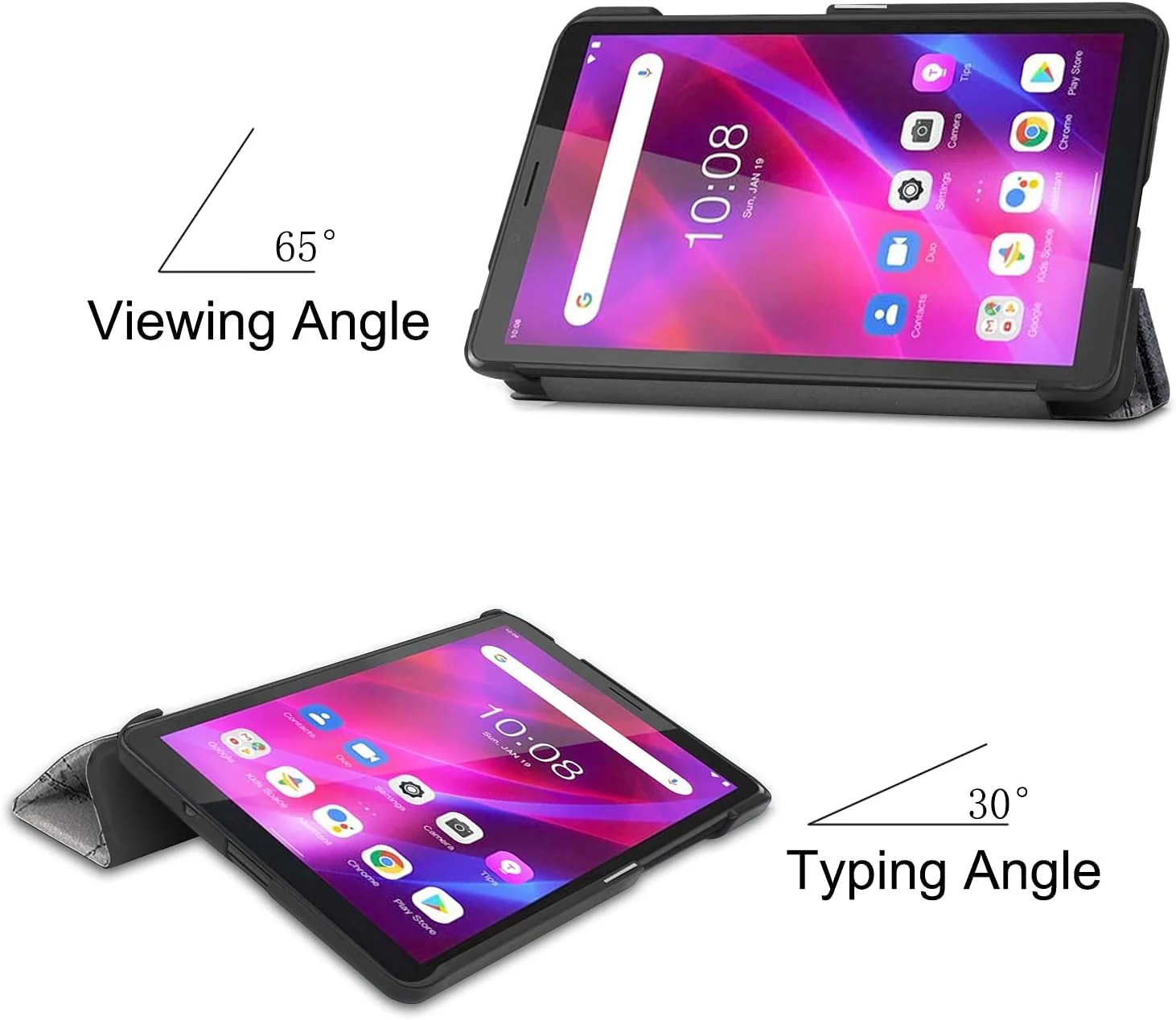 کیف تبلت RanTuo برای Lenovo Tab M7 (نسل سوم)، چرم PU، سبک و نازک، ضد آب، ضد گرد و غبار، محافظ ضد افتادن برای Lenovo Tab M7 (نسل سوم). (برج آهنی)