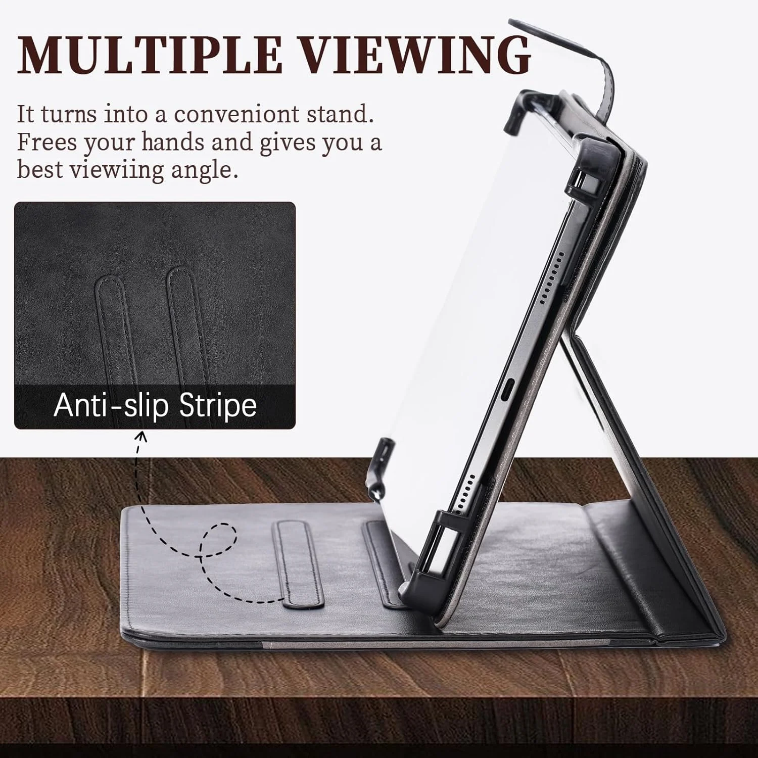 کیف تبلت لنوو تب S10 با صفحه نمایش 10.1 اینچی، چرخش 360 درجه، زوایای دید چندگانه، روکش چرمی PU، مشکی