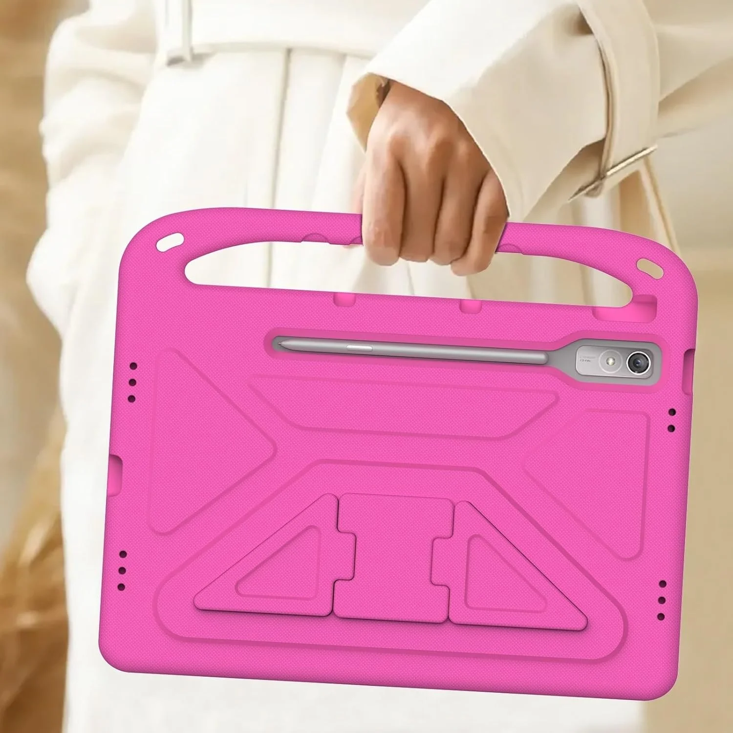 کیف تبلت مسافرتی سازگار با کودکان، مناسب برای تبلت لنوو تب P12 (12.7 اینچ) TB-370/TB-371، پایه سبک و مقاوم در برابر ضربه با محافظ تبلت مناسب کودکان