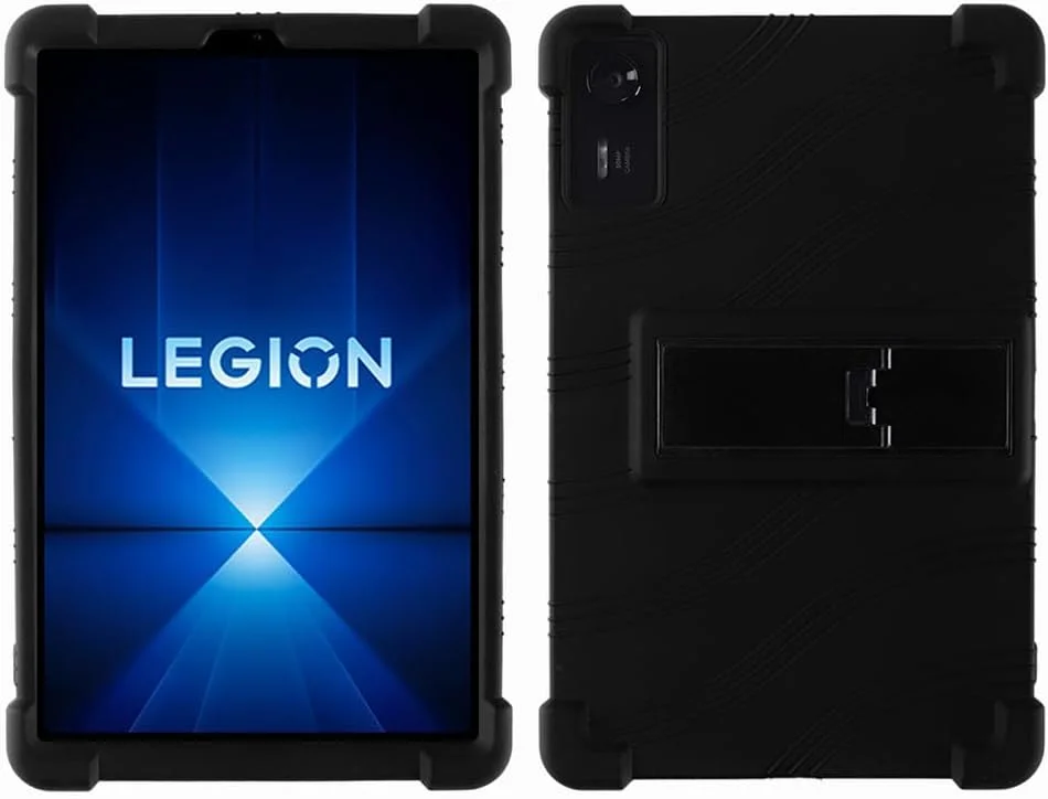 کاور تبلت کودکانه Gruattreay سازگار با Lenovo Legion Y700 (Gen 4) 8.8 اینچ [مناسب کودکان] با 4 گوشه ضخیم، کاور سیلیکونی نرم و ضد ضربه با استند قابل تنظیم (مشکی)