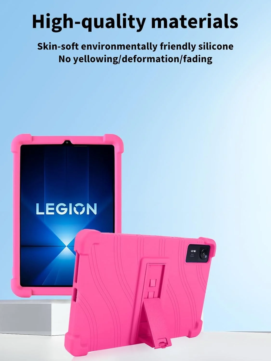 کاور تبلت کودکانه Gruattreay سازگار با Lenovo Legion Y700 (Gen 4) 8.8 اینچ [مناسب کودکان] با 4 گوشه ضخیم، کاور سیلیکونی نرم و ضد ضربه با استند قابل تنظیم (مشکی)