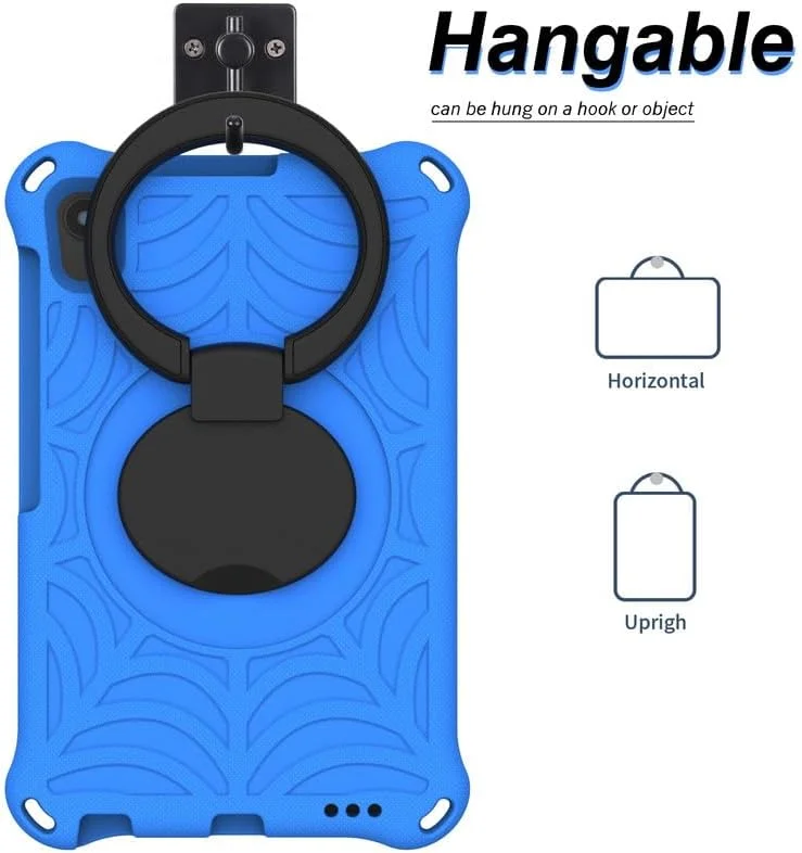 کیف تبلت کودکانه Nikaque مناسب برای لنوو تب M8 نسل 3 و 2 سایز 8 اینچ، طرح تار عنکبوت، فوم EVA، به همراه استند حلقه ای و بند شانه ای، مناسب برای Lenovo M8 TB-8505/TB-8705/TB-8506، آبی