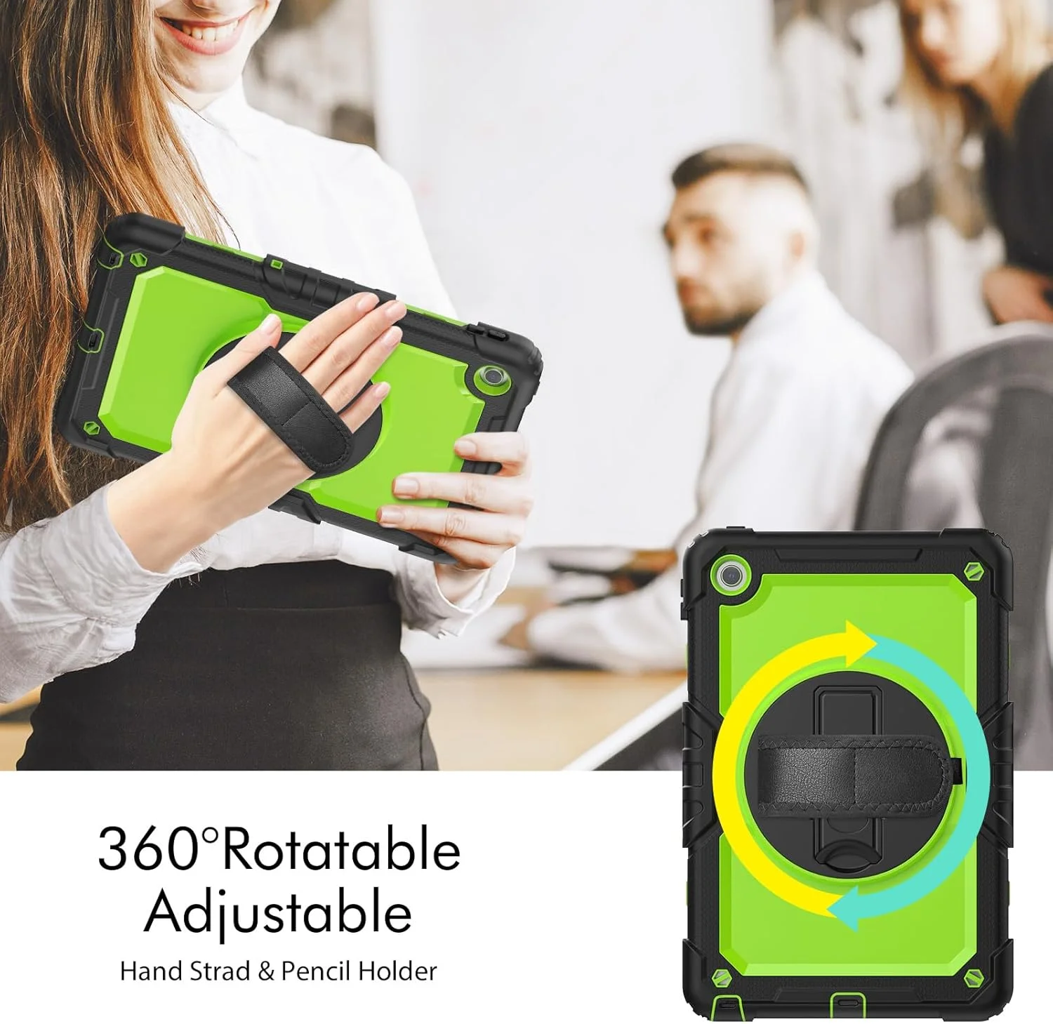 کیف محافظ تبلت مقاوم Nincyee مناسب برای Lenovo Tab M10 Plus نسل 3 با صفحه نمایش 10.6 اینچ، کاور سیلیکونی رنگین کمانی ضد ضربه 3 در 1 با جای مداد، بند شانه، بند دستی، پایه تاشو