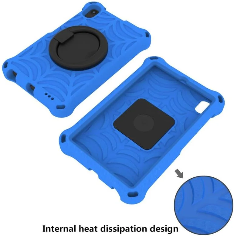 کیف تبلت کودکانه Nikaque مناسب برای لنوو تب M8 نسل 3 و 2 سایز 8 اینچ، طرح تار عنکبوت، فوم EVA، به همراه استند حلقه ای و بند شانه ای، مناسب برای Lenovo M8 TB-8505/TB-8705/TB-8506، آبی