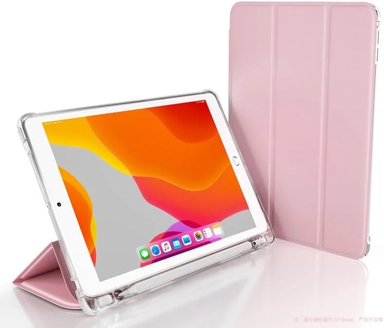 کیف محافظ تبلت سازگار با لنوو پد 10.6 اینچ با جای مداد، کاور هوشمند، کاور محافظ، کاور ضد ضربه با بدنه پشتی TPU شفاف (رنگ: صورتی)