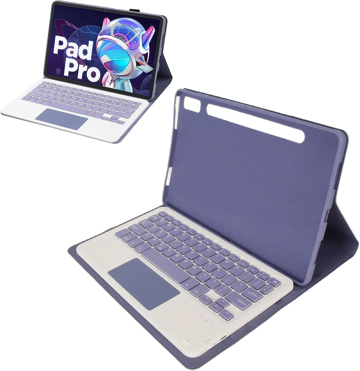 کیف کیبورد تبلت VBESTLIFE برای Lenovo Tab P11 Pro Gen 2 11.2 اینچی، کیبورد جداشدنی، برش دقیق، تاچ پد، جای قلم، محافظت کامل (بنفش)
