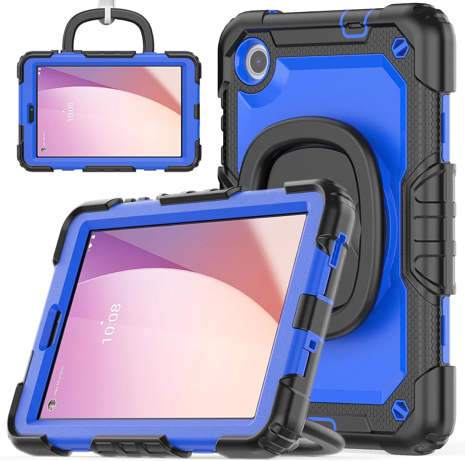 کیف محافظ تبلت مقاوم Nincyee مناسب برای Lenovo Tab M8 نسل 4 با صفحه نمایش 8 اینچ (مدل 2024/2023)، کاور سیلیکونی ضد ضربه 3 در 1 با نگهدارنده قلم، بند شانه و پایه تاشو نامرئی