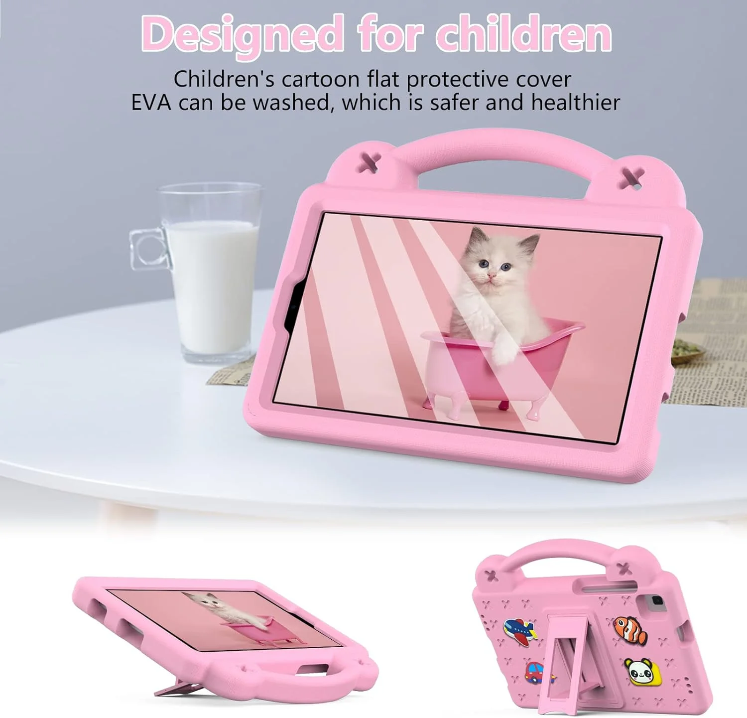 کیف تبلت کودکانه nincyee برای Lenovo Tab M8 نسل 3 TB-8506F/8506X 8 اینچی، کاور مقاوم در برابر ضربه EVA با پایه تاشو، کیف کارتونی خرس بچه با بند شانه برای کودکان