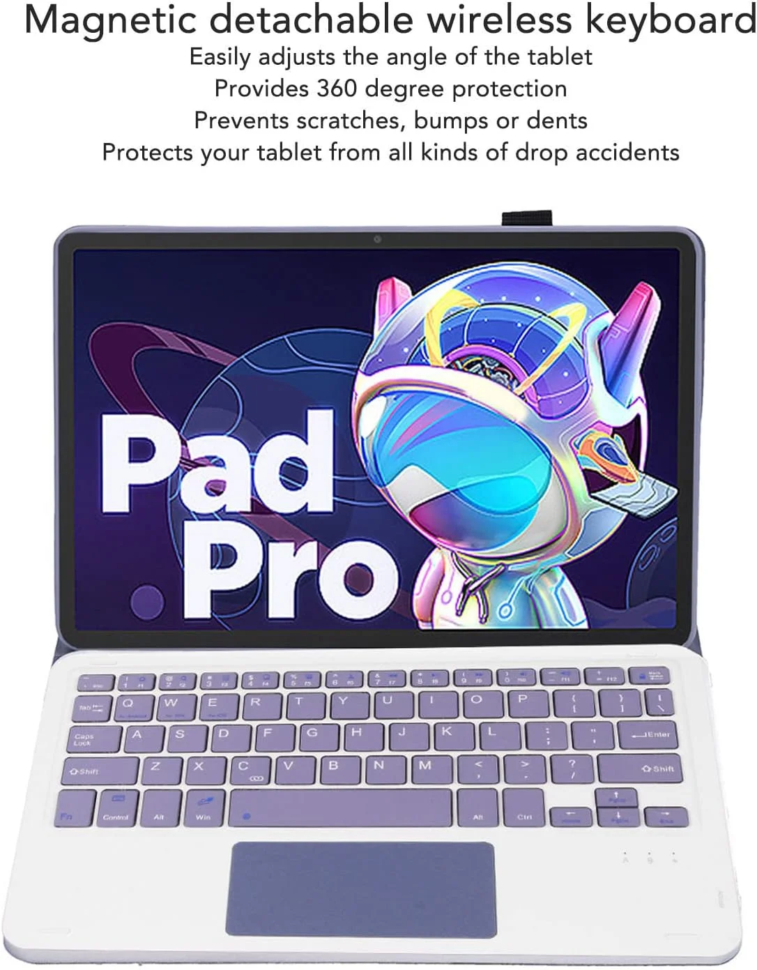 کیف کیبورد تبلت VBESTLIFE برای Lenovo Tab P11 Pro Gen 2 11.2 اینچی، کیبورد جداشدنی، برش دقیق، تاچ پد، جای قلم، محافظت کامل (بنفش)