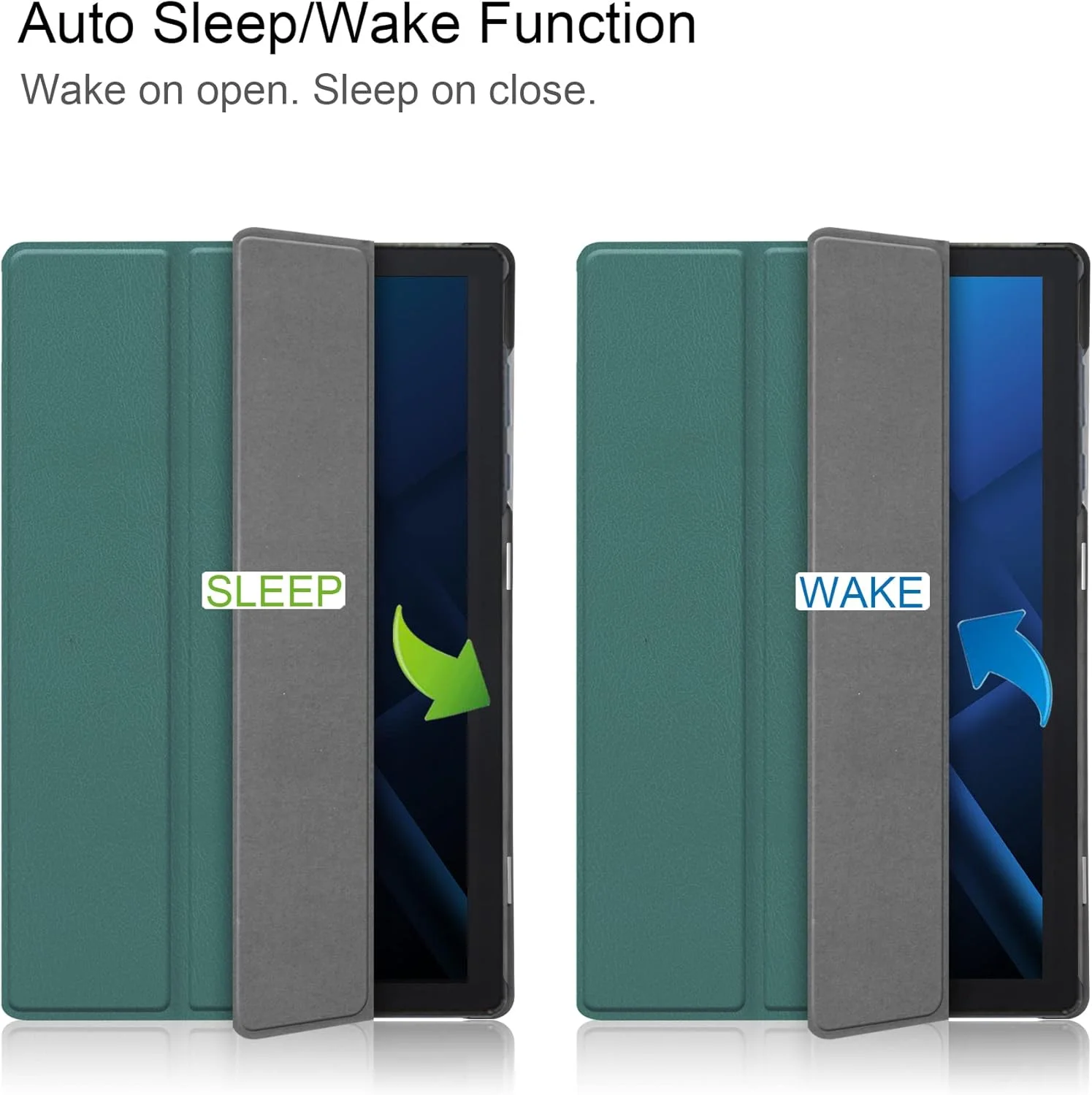 کاور تبلت RanTuo برای لنوو تب 6 2021، چرم PU، سبک و نازک، ضد آب، ضد گرد و غبار، کاور محافظ ضد افتادن برای لنوو تب 6 2021. (سبز تیره)