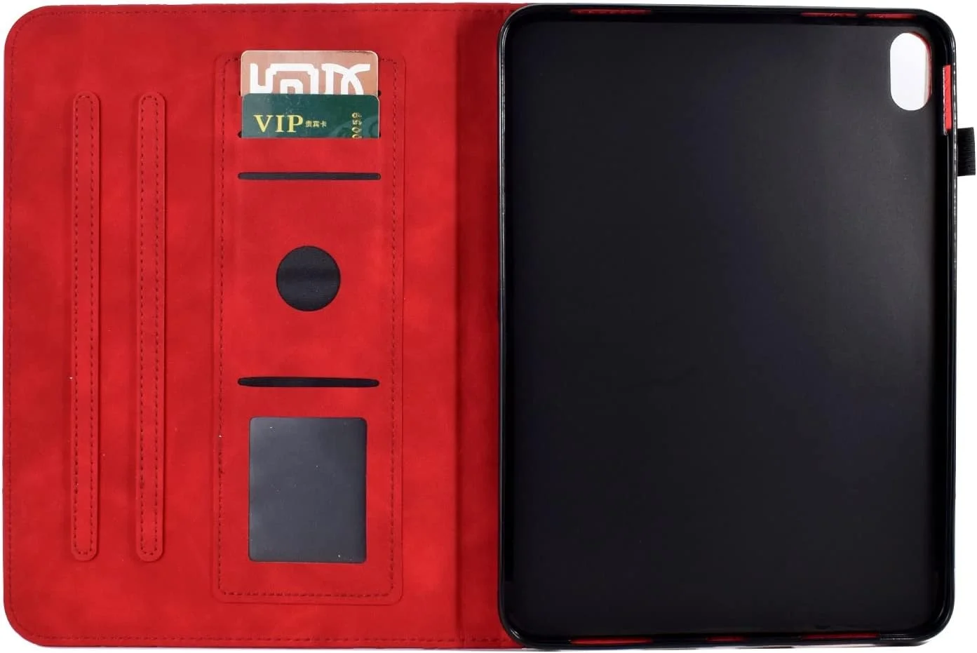 کیف تبلت طرح قدیمی سازگار با تبلت لنوو تب P11 TB-J606F 11 اینچی، چرم PU ممتاز، قابلیت تنظیم چند زاویه دید به همراه 2 جای کارت اعتباری / قابلیت خواب و بیدار شدن خودکار (رنگ: قرمز)