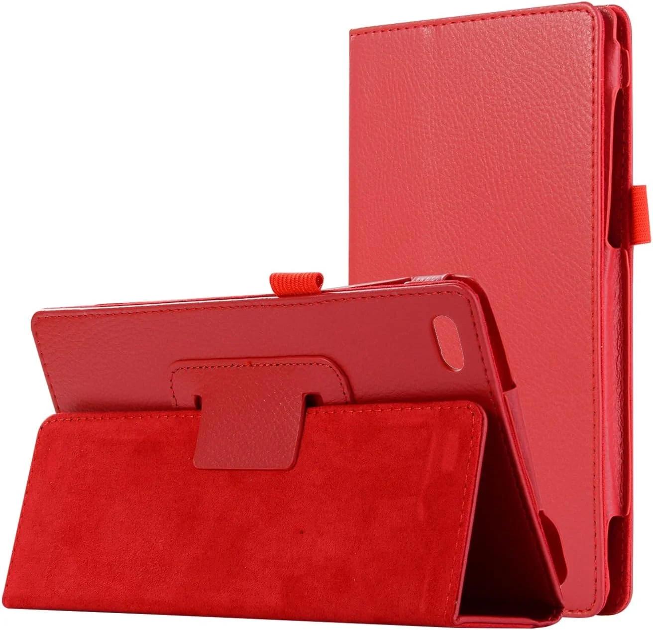 کیف تبلت مسافرتی با بافت چرمی سازگار با تبلت لنوو تب 730 4F / 7504F. محافظ باریک و تاشو با پوشش پشتی ضد ضربه و دارای استند