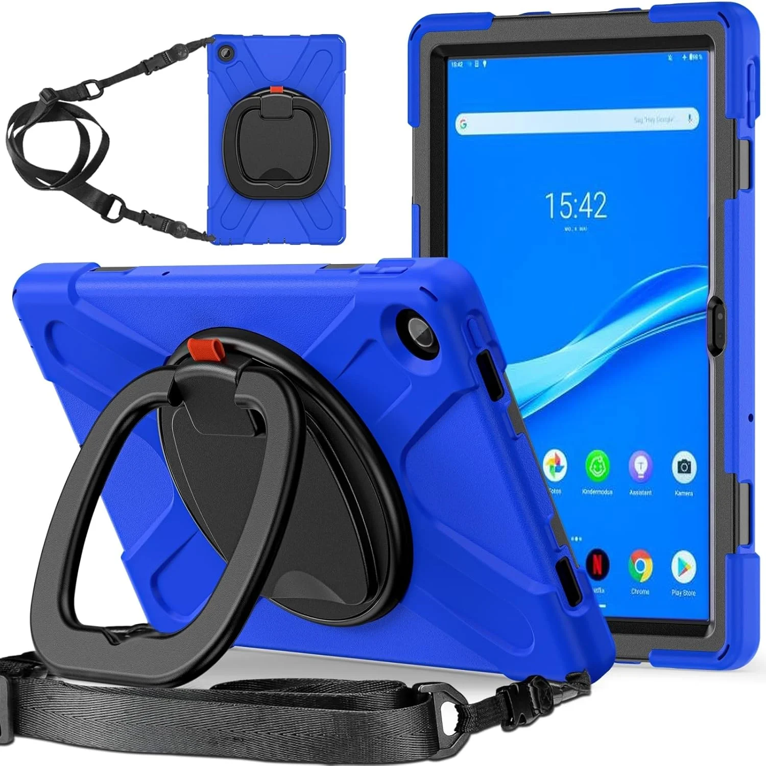 کاور محافظ تبلت ZZjingli سیلیکونی + PC مناسب برای تبلت Lenovo Tab M10 Plus 10.6 نسل 3 سال 2022 (رنگ: آبی)