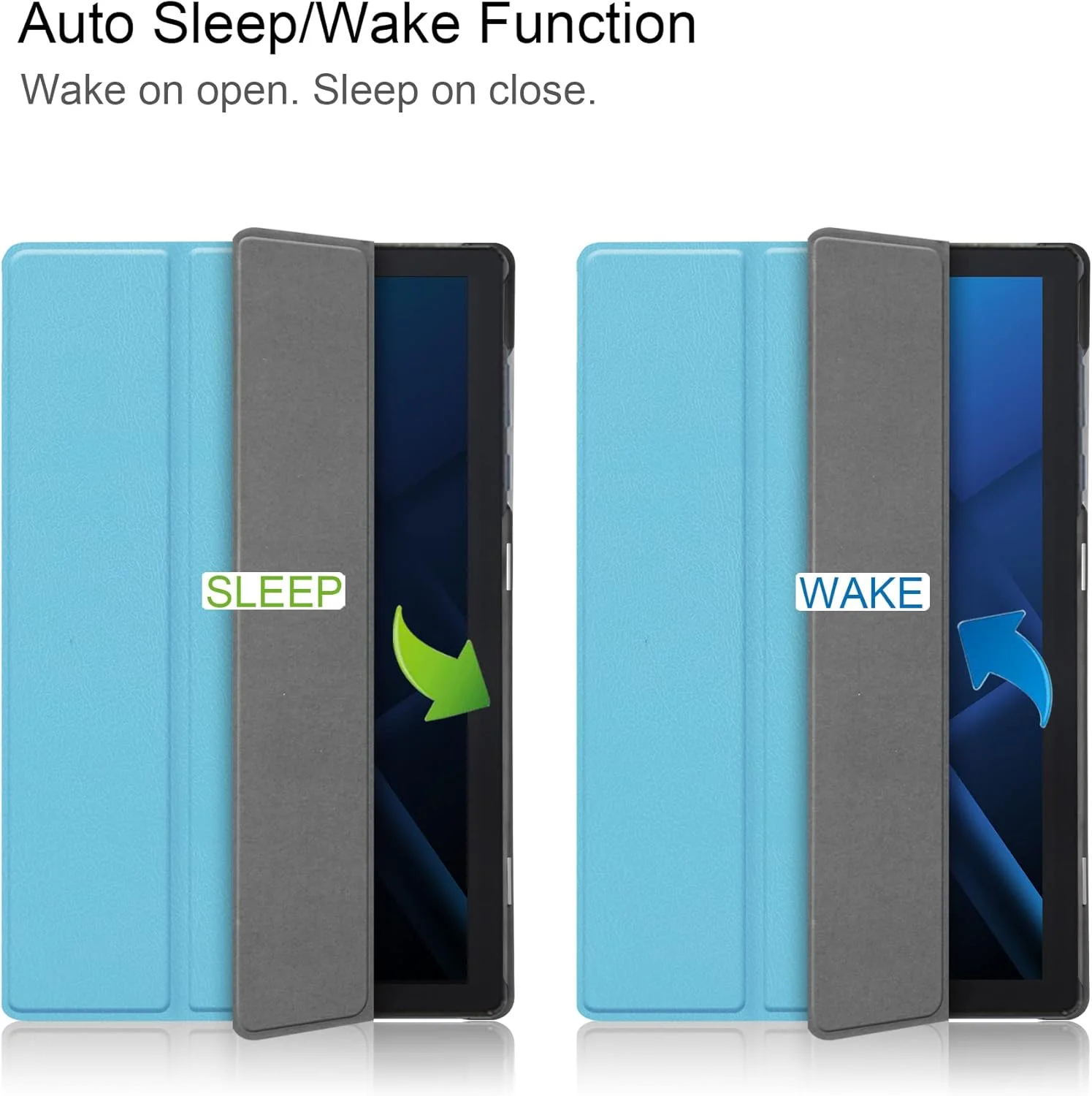کیف تبلت RanTuo برای Lenovo Tab 6 2021، چرم PU، سبک و نازک، ضد آب، ضد گرد و غبار، قاب محافظ ضد افتادن برای Lenovo Tab 6 2021. (آبی آسمانی)