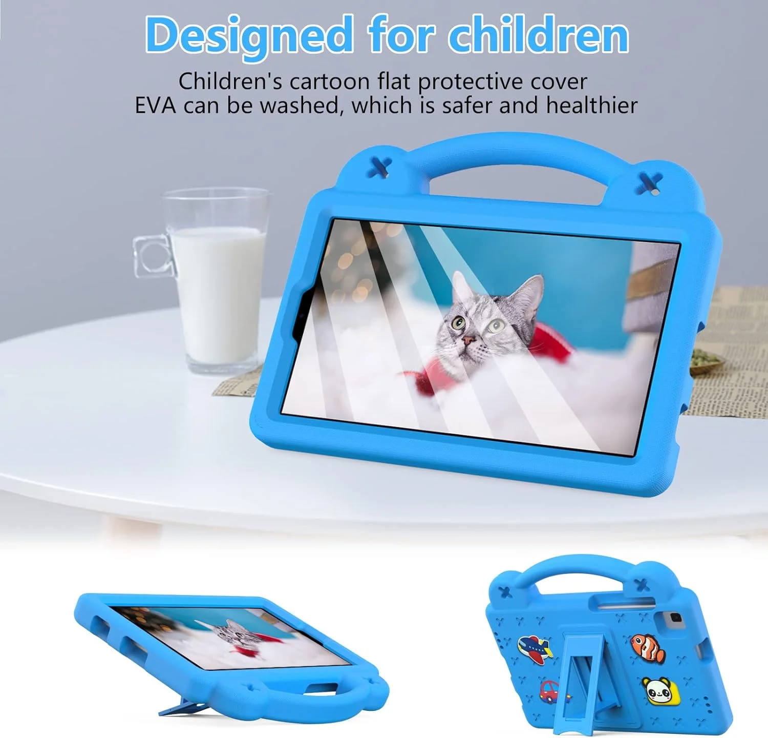 کیف تبلت کودکانه nincyee برای Lenovo Tab M8 نسل دوم TB-8705F(FHD) 8 اینچ، کاور مقاوم در برابر ضربه EVA با پایه تاشو، کیف کارتونی خرس بچه با بند شانه برای کودکان