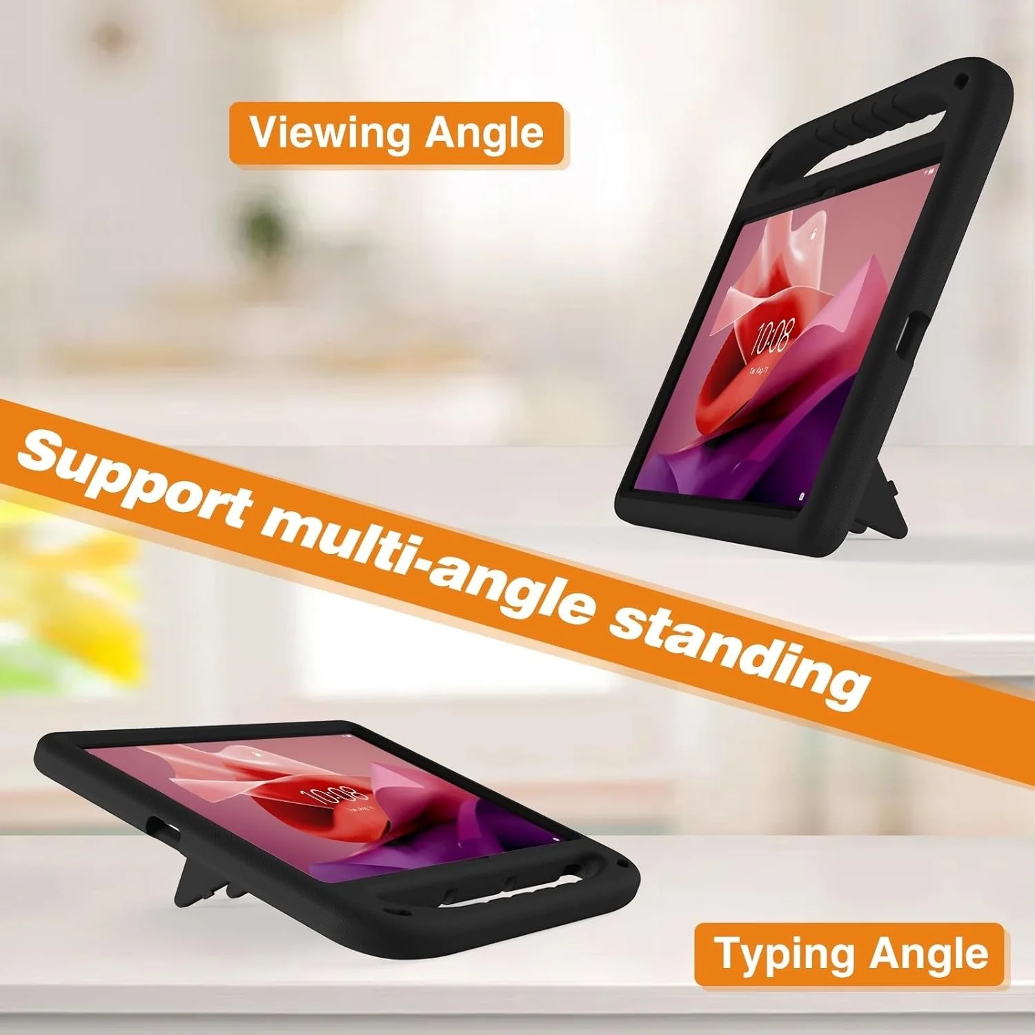 کیف تبلت مسافرتی سازگار با کودکان، سازگار با تبلت لنوو تب P12 (12.7 اینچ) TB-370/TB-371، سبک وزن و ضد ضربه با دسته و پایه مناسب برای محافظت از تبلت کودکان
