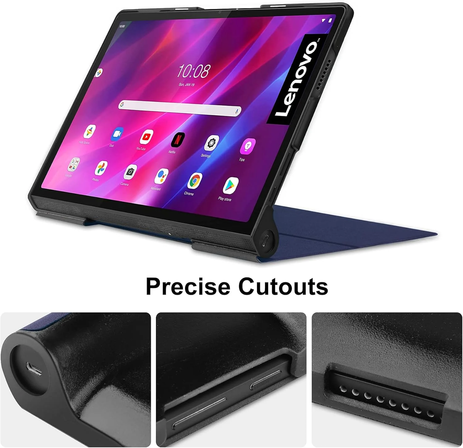 کاور تبلت RanTuo برای Lenovo Yoga Tab 11، جنس PU، سبک و نازک، ضد آب، ضد گرد و غبار، کاور محافظ ضد ضربه برای Lenovo Yoga Tab 11. (آبی تیره)
